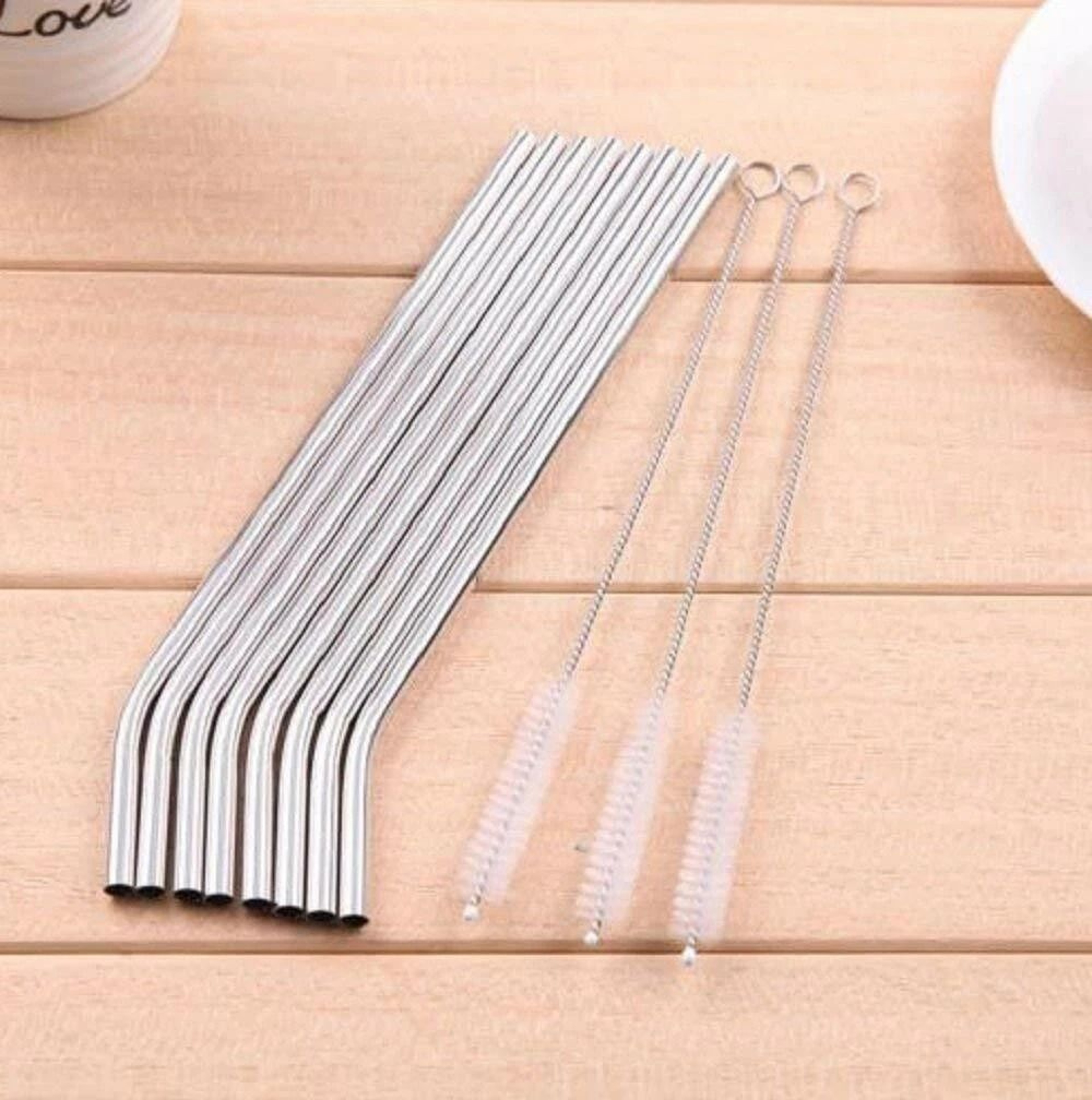 Reusable Stainless Steel Cocktail Straws With Cleaner Brushes 0