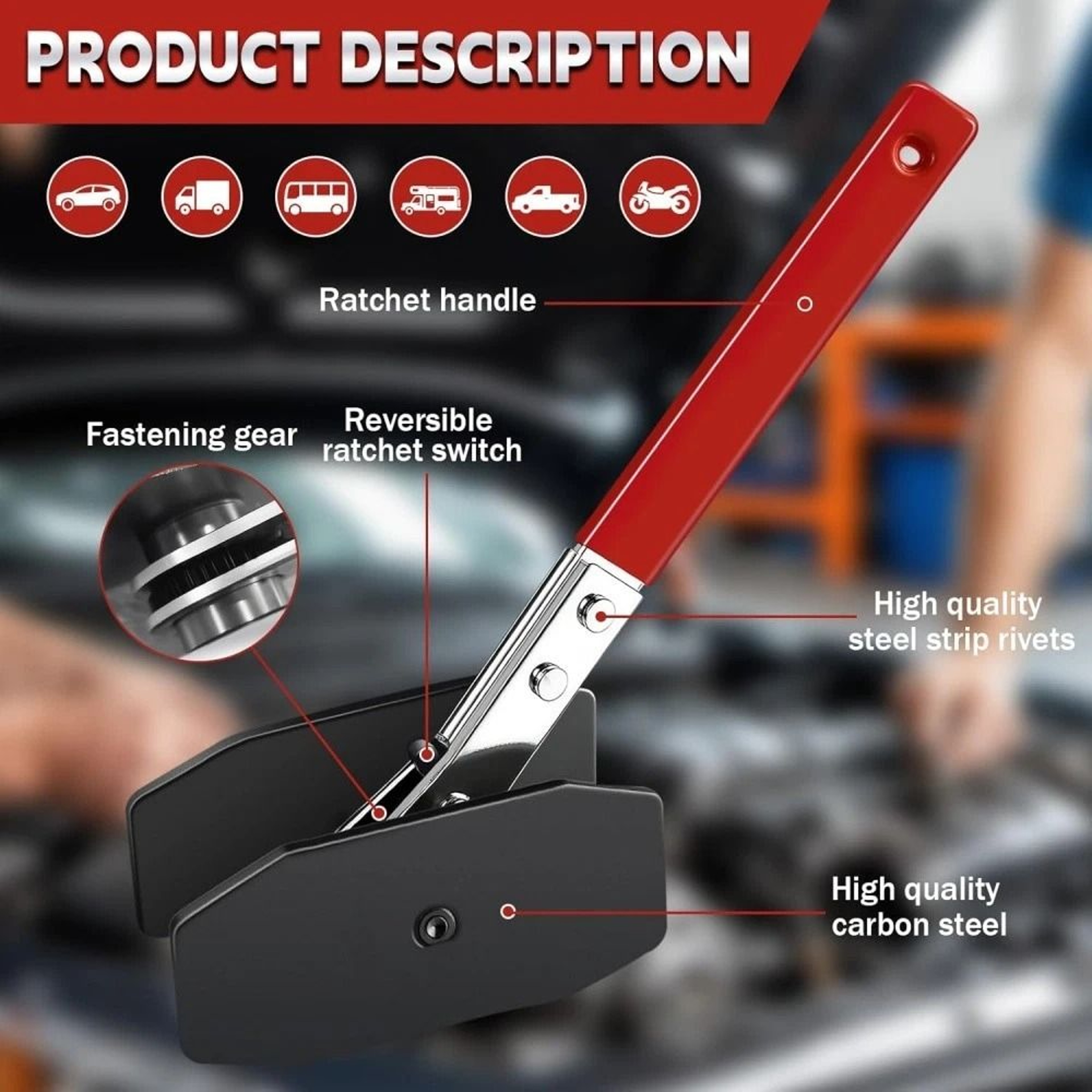 Car Brake Piston Wrench Tool Portable Caliper Pad Installer With Hangers For Effortless Brake Maint 7