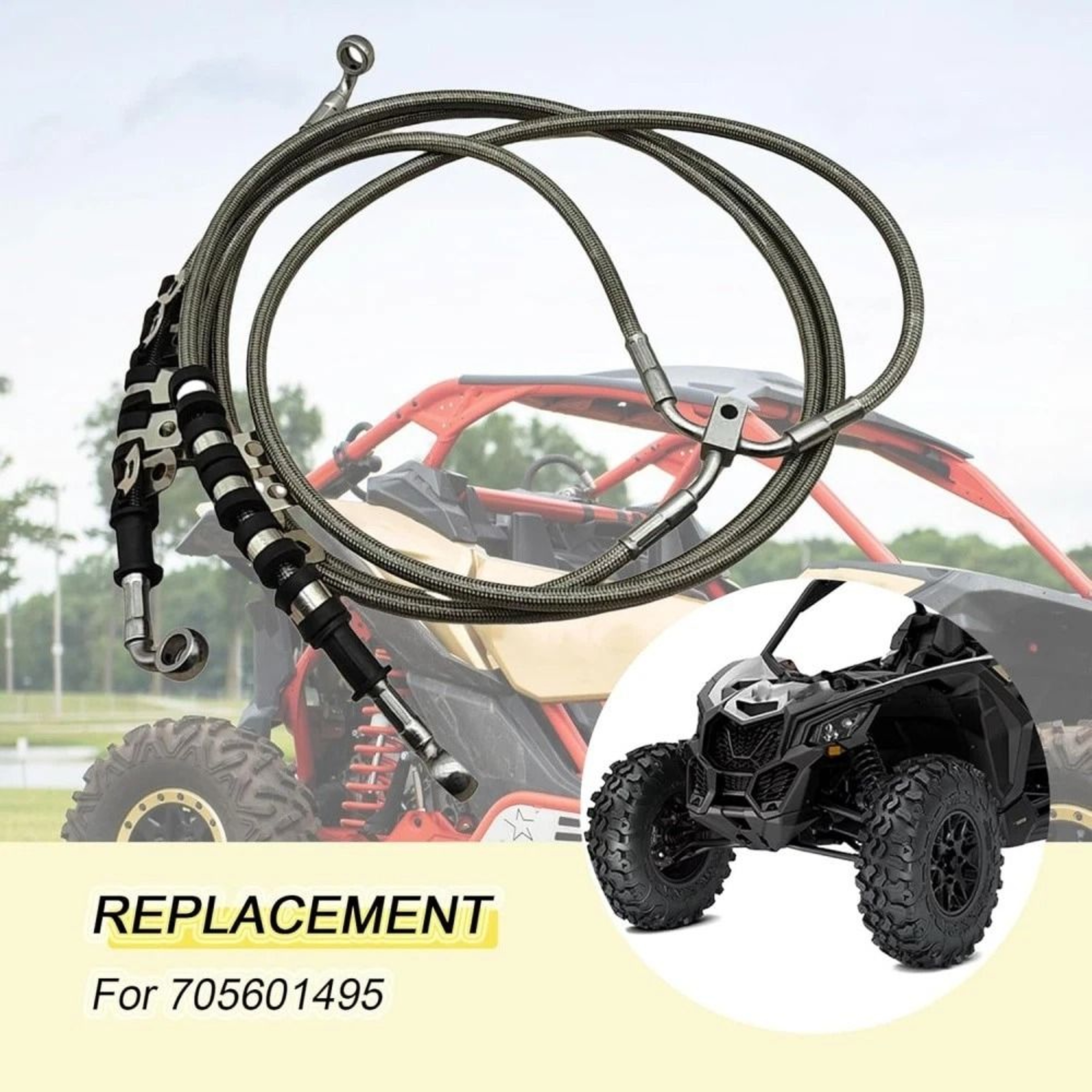 Braided Brake Hose Line Kit For Can Am Maverick 9