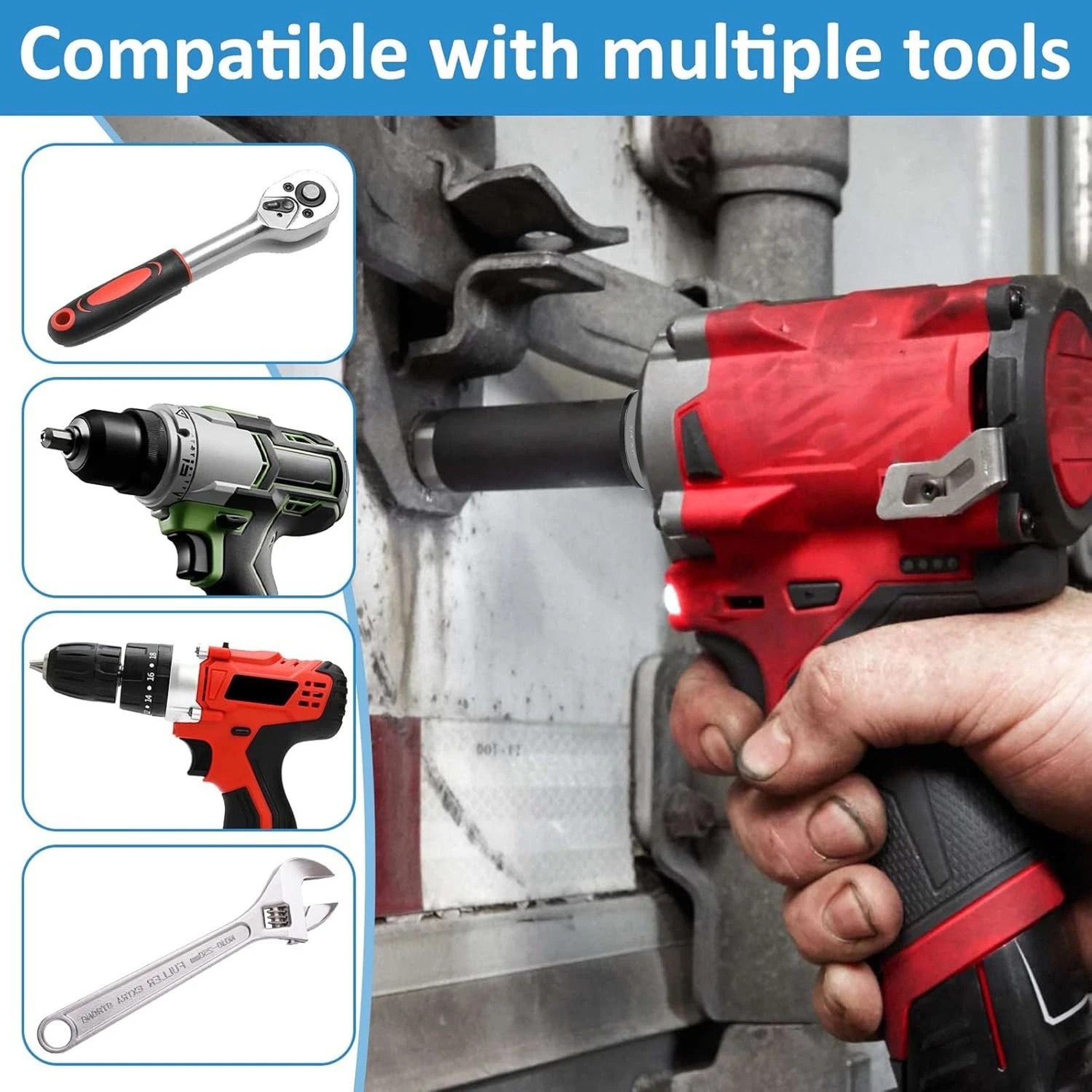 Magnetic Impact Socket Adapter Set Low Profile Drive Ratchet Adapter For Efficient Power Tool Use 2
