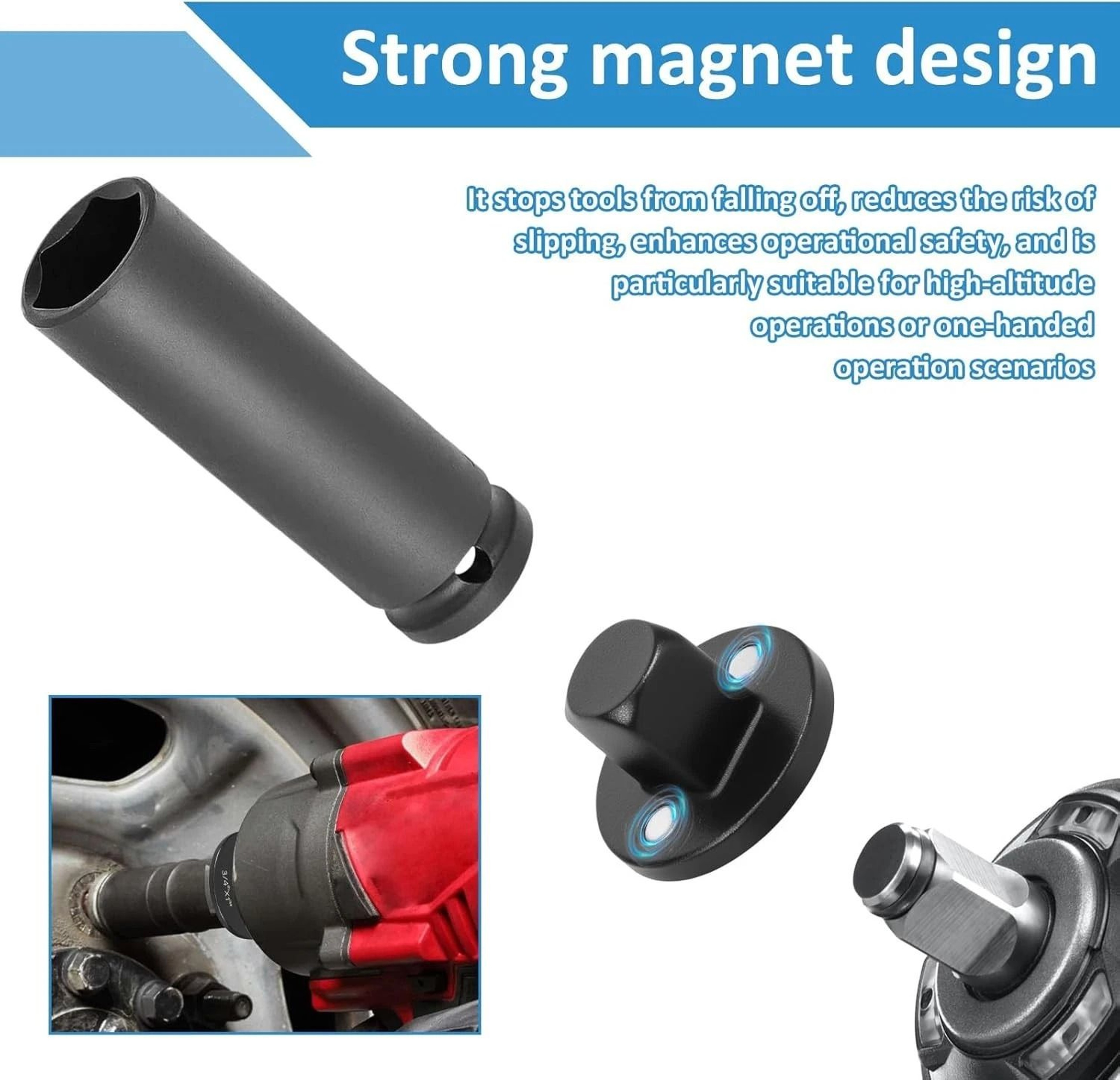 Magnetic Impact Socket Adapter Set Low Profile Drive Ratchet Adapter For Efficient Power Tool Use 4