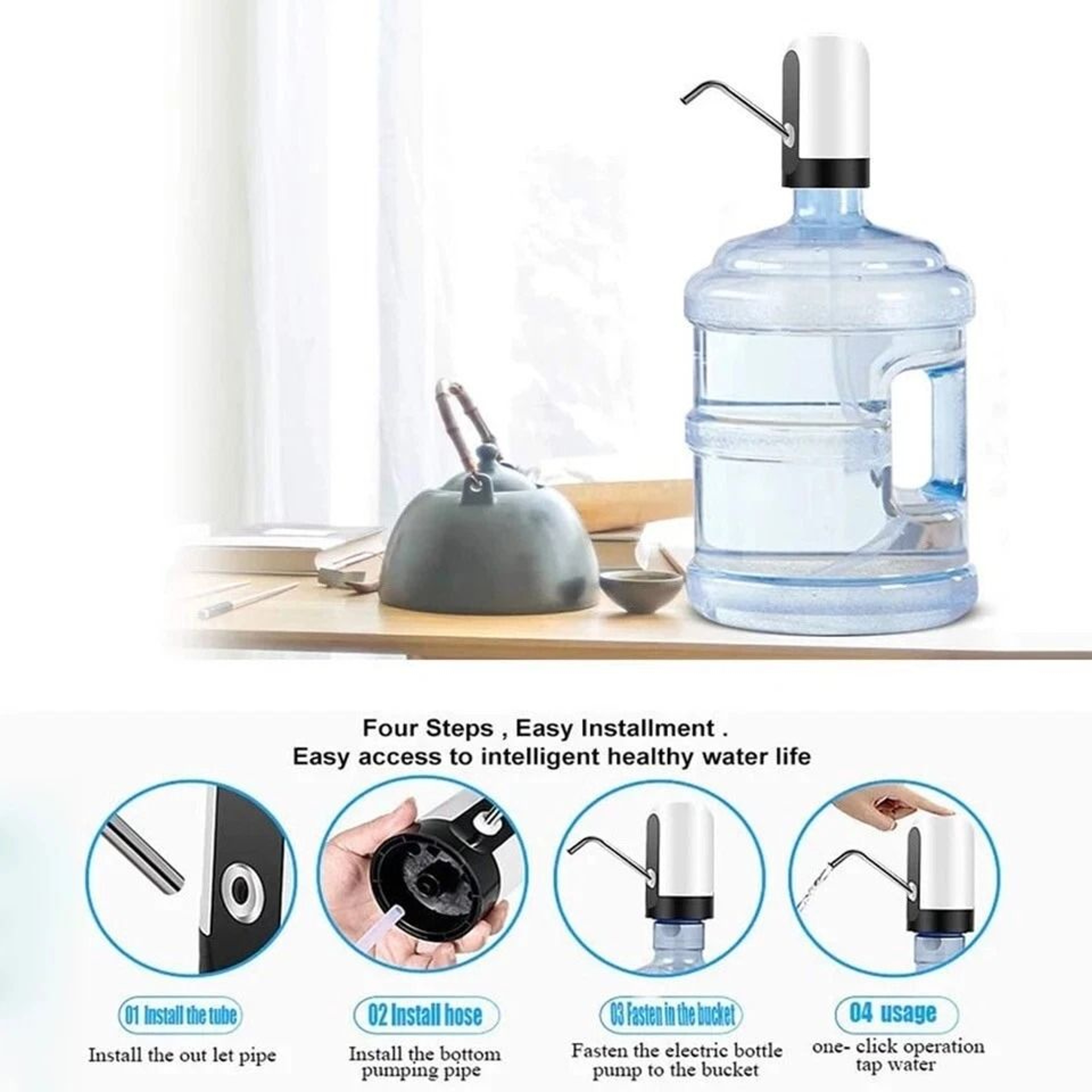 USB Rechargeable Electric Water Bottle Pump Dispenser Universal Gallon Automatic Water Pump For Hom 11