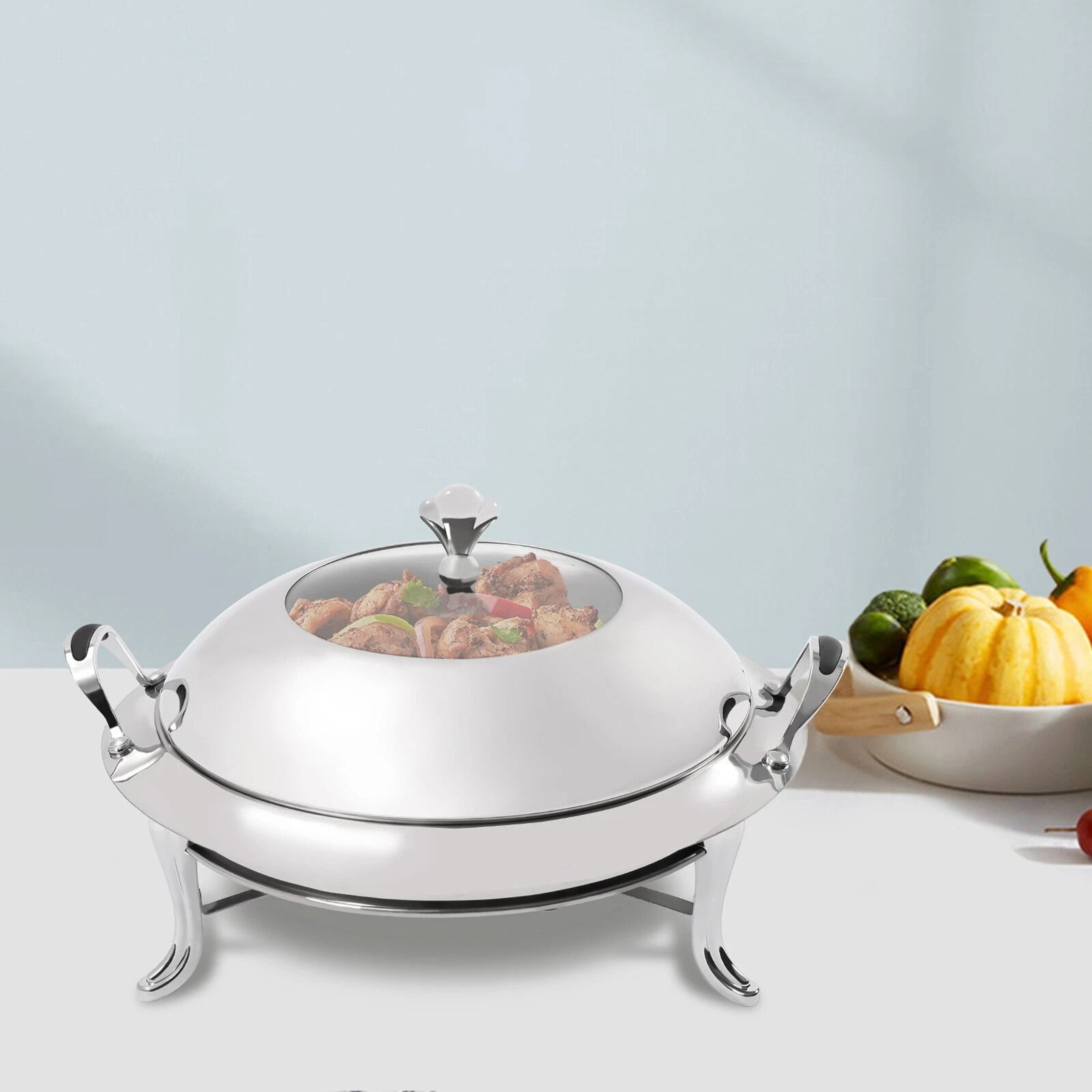 Premium Round Stainless Steel Buffet Chafing Dish Food Warmer  Server Set 7