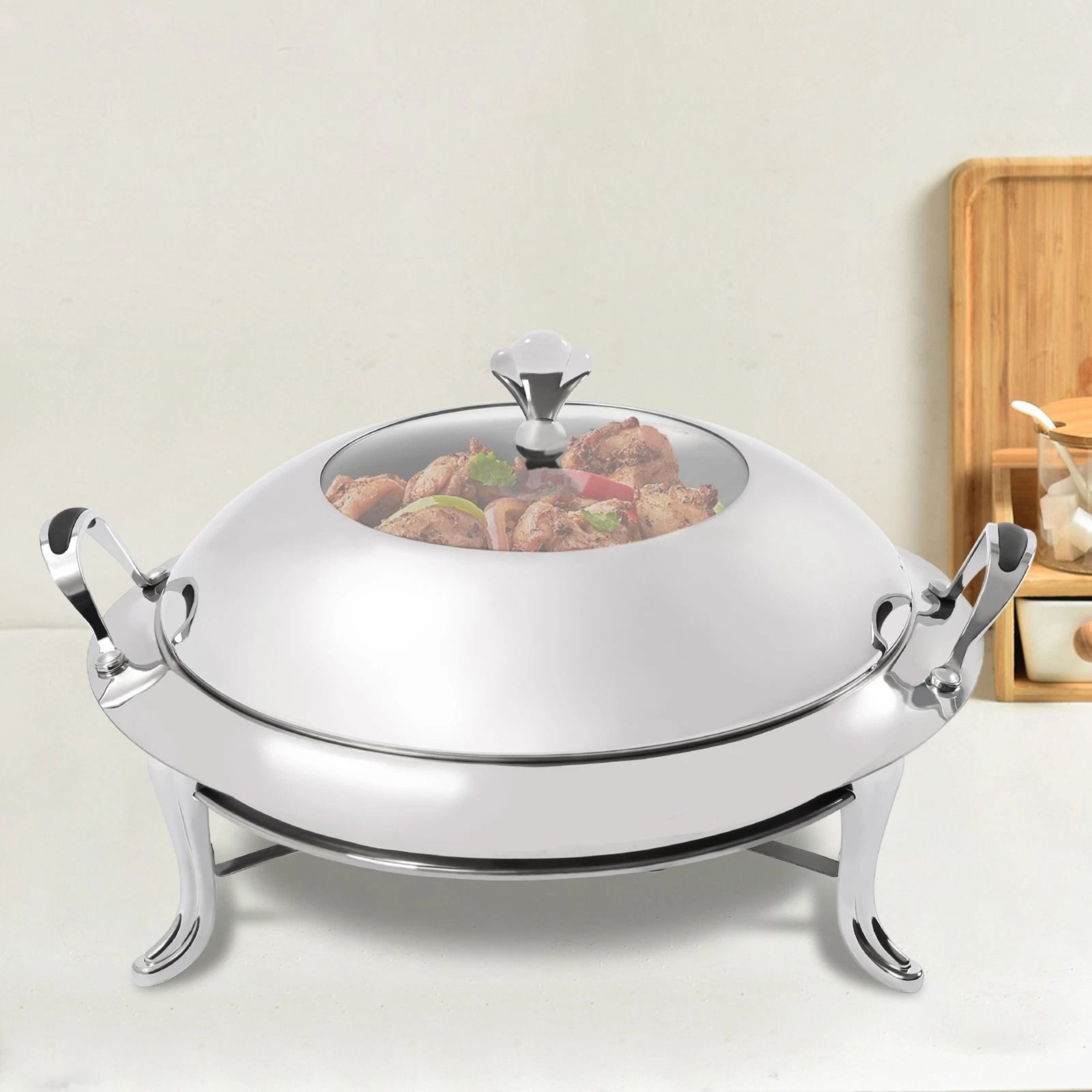 Premium Round Stainless Steel Buffet Chafing Dish Food Warmer  Server Set 8