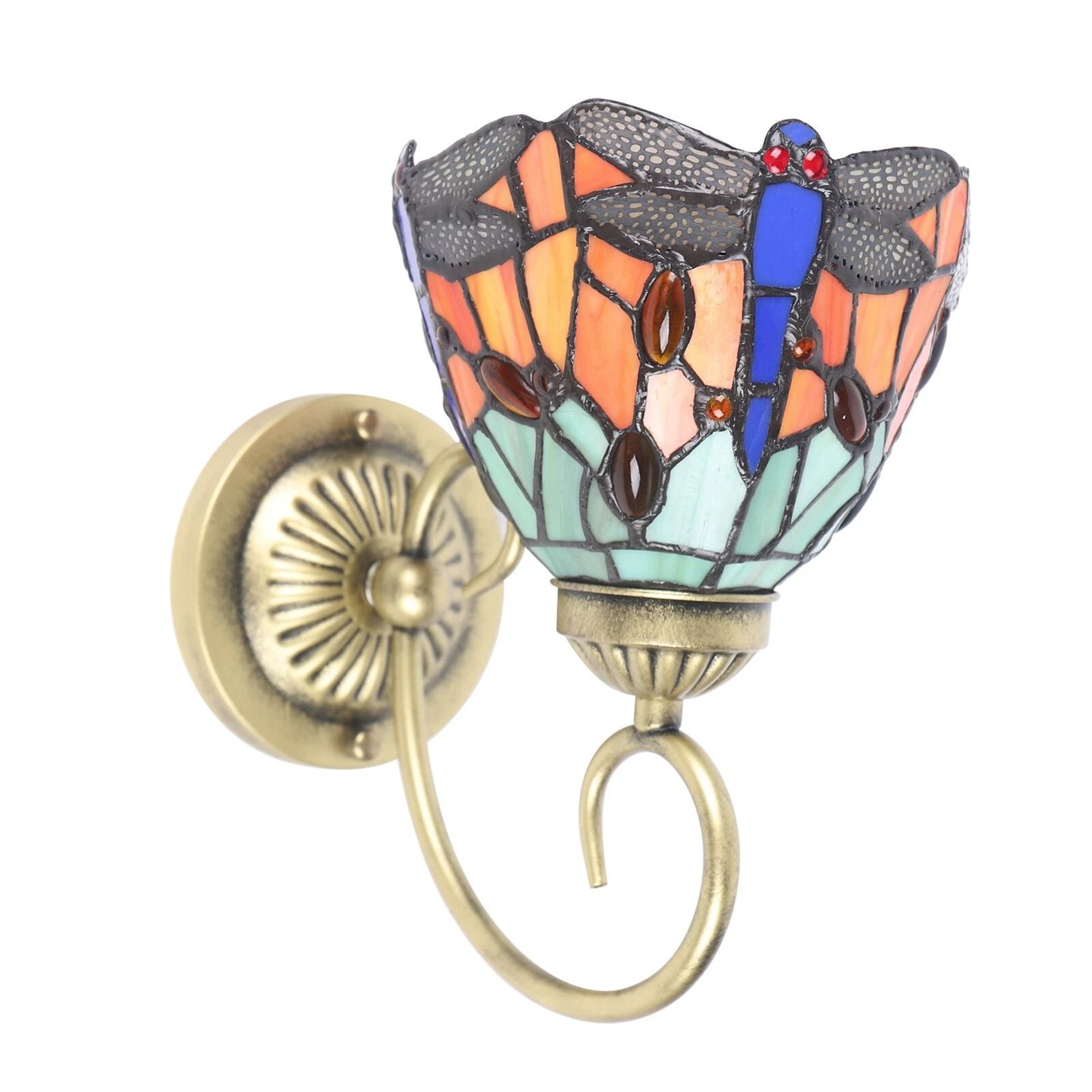 Handcrafted Stained Glass Dragonfly Wall Sconce Elegant Tiffany Style Wall Sconce Lighting Fixture 5