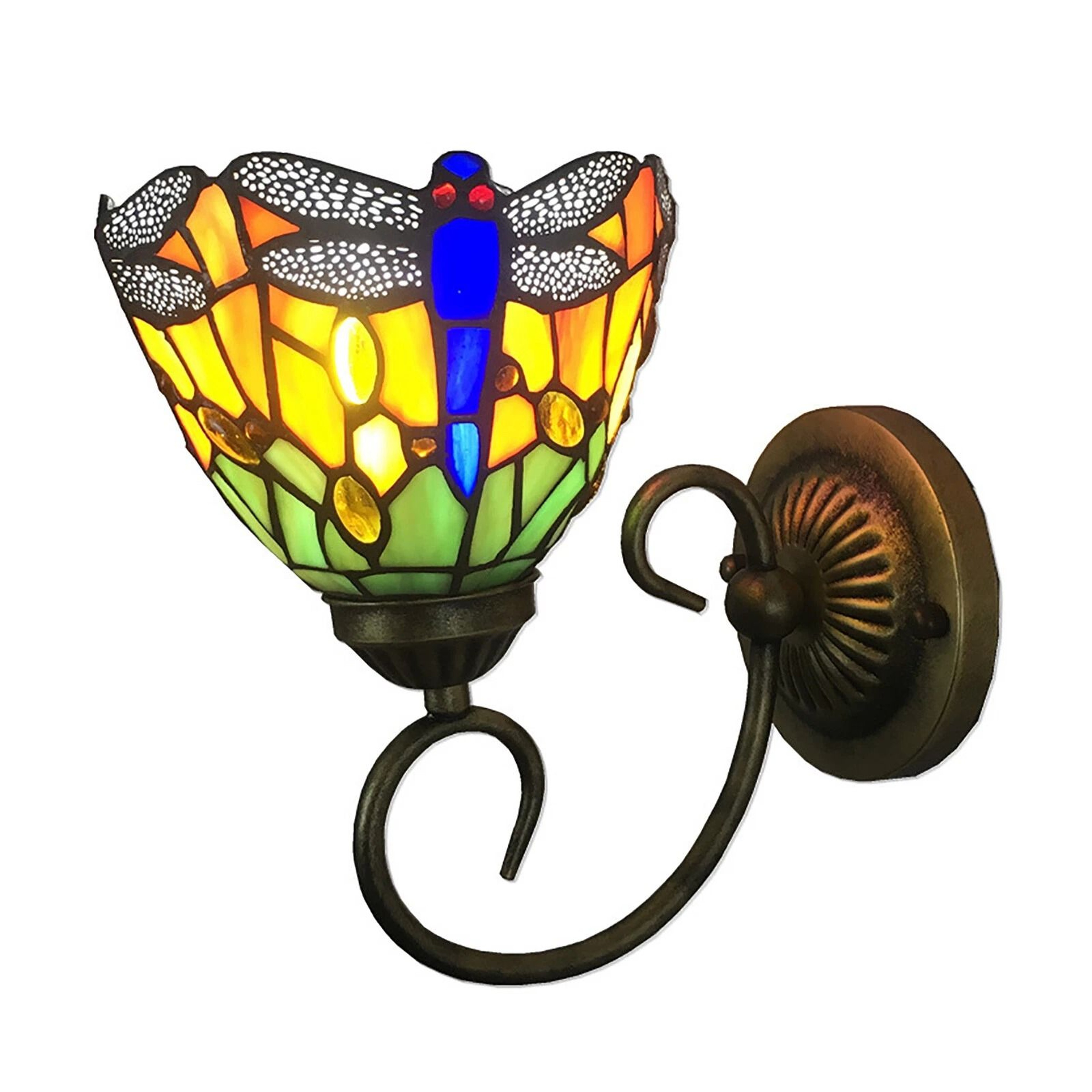 Handcrafted Stained Glass Dragonfly Wall Sconce Elegant Tiffany Style Wall Sconce Lighting Fixture 2