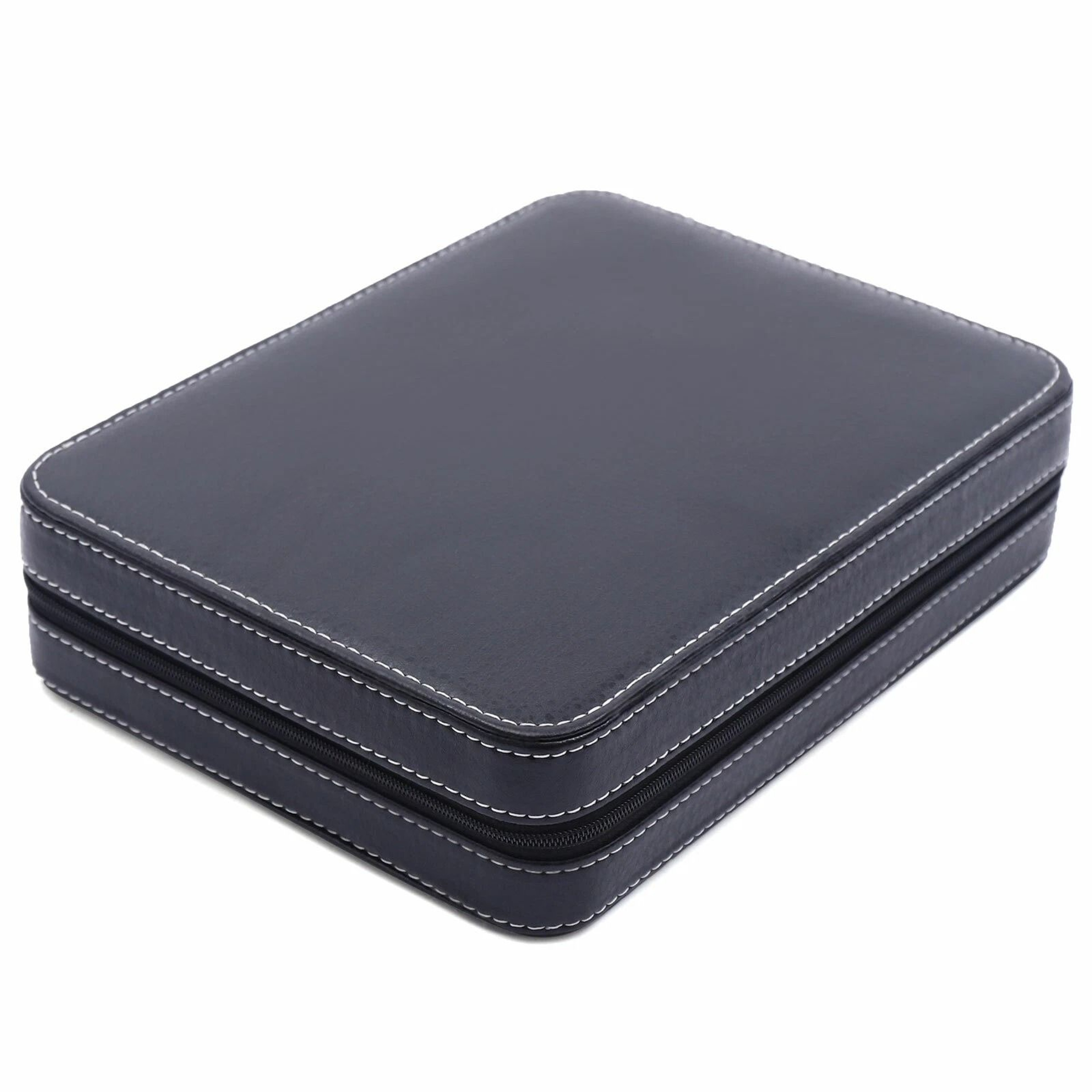 Premium Slot Watch Storage Case Portable Travel Watch Organizer With Zipper PU Leather 2