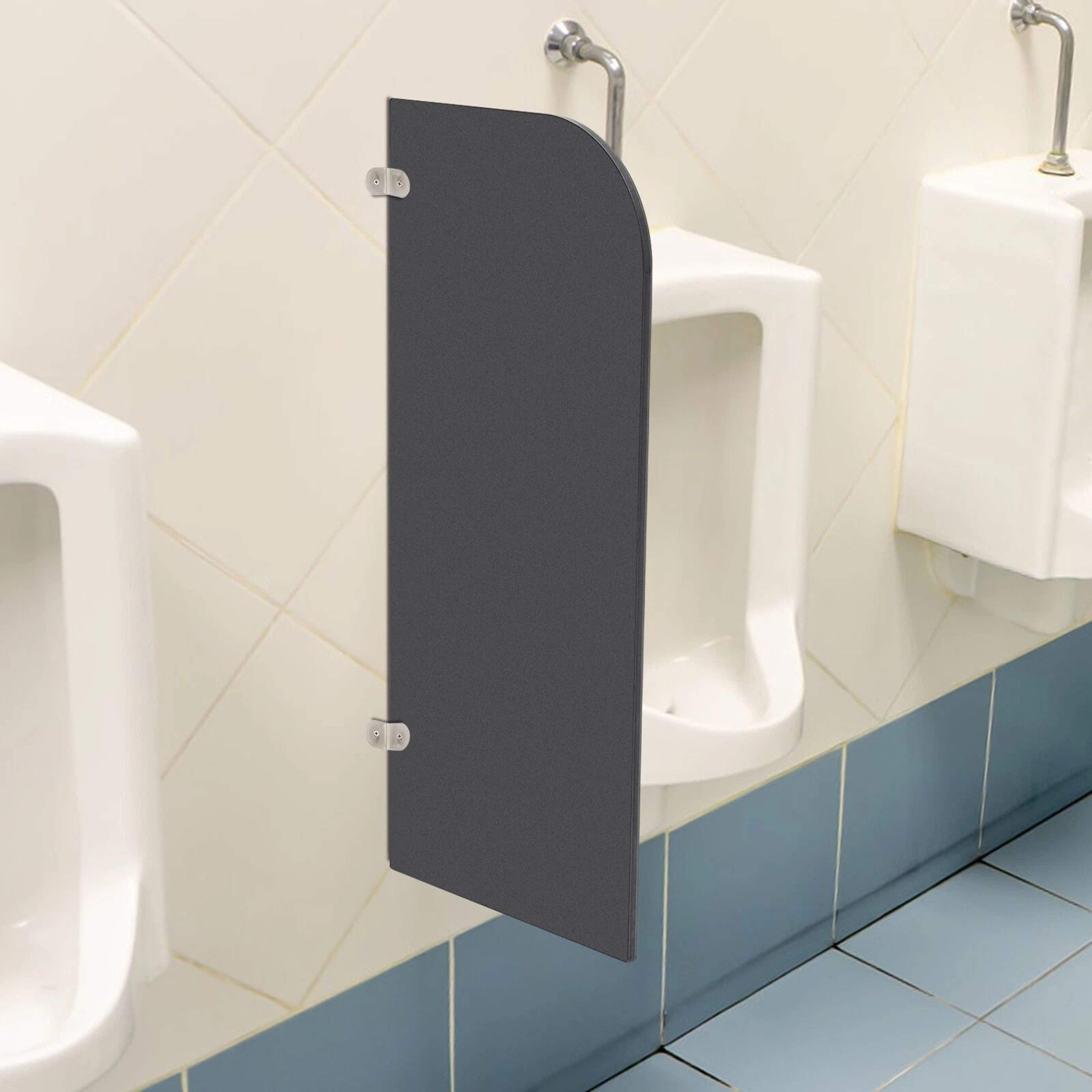 Wall Mounted Urinal Privacy Screen Panel Durable Black Restroom Partition 0