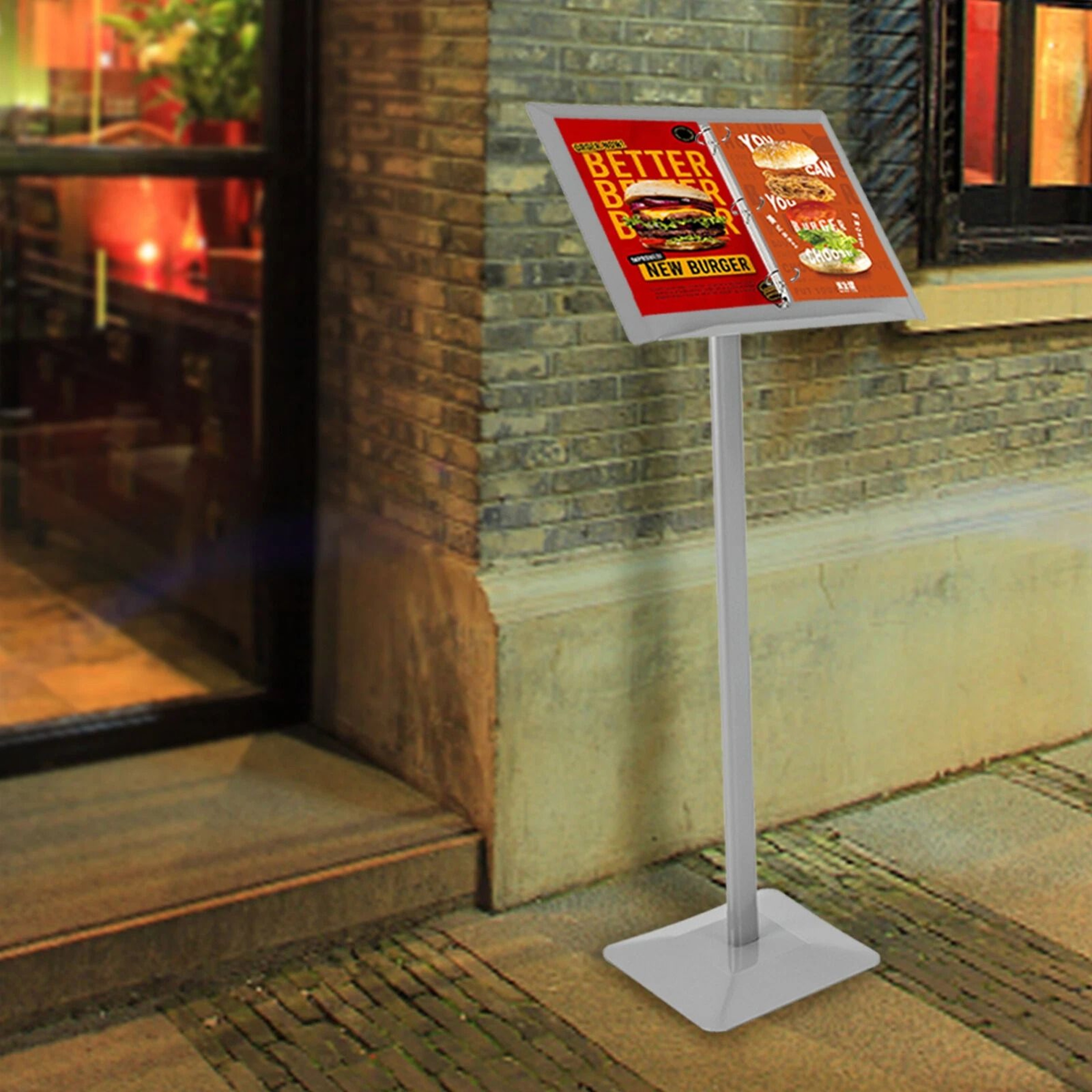 Professional Floor Menu Display Stand With Page Flip Binder Rack 8