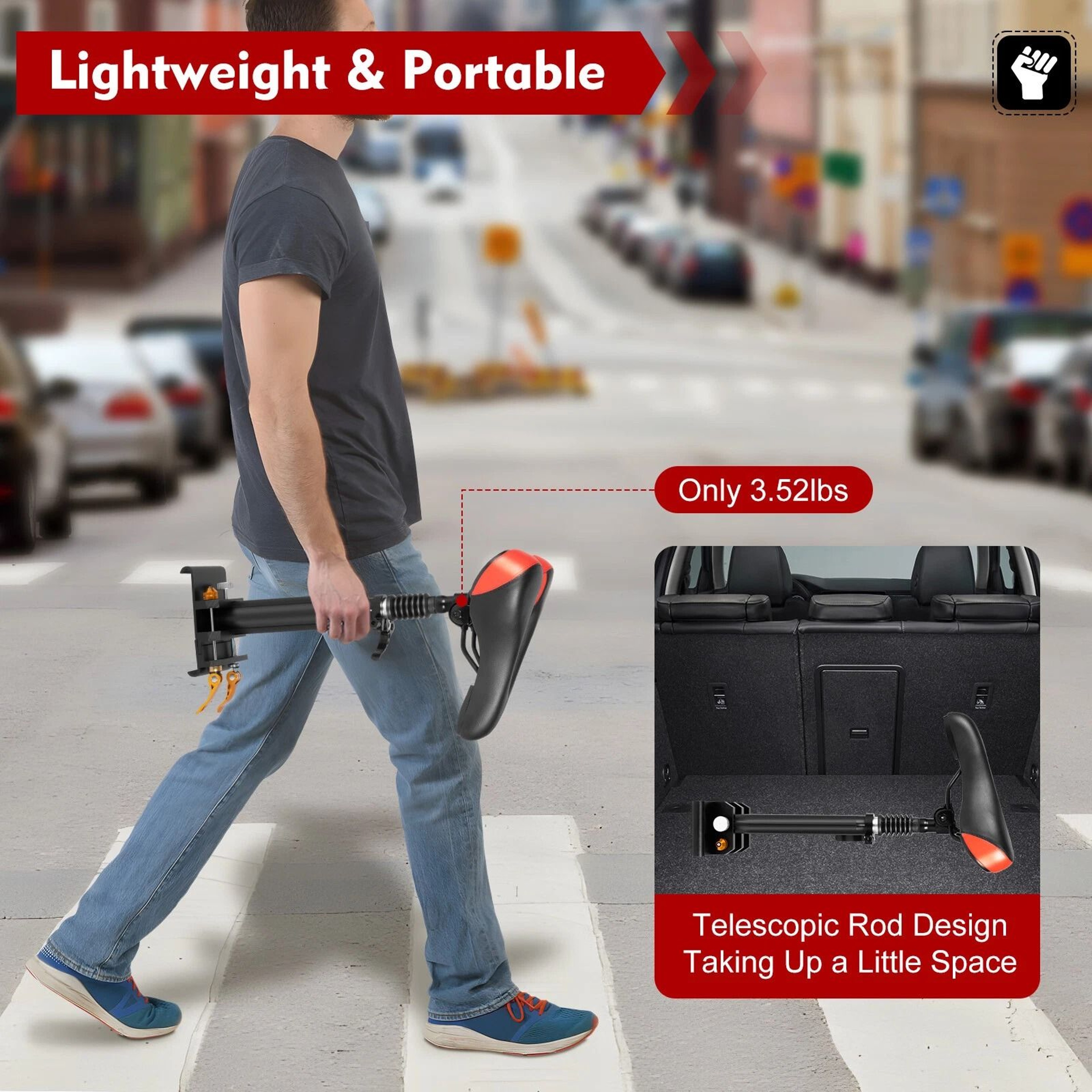 Universal Adjustable Scooter Seat Cushion With Aluminum Alloy Saddle  Rod Comfortable Ride Upgrade 14