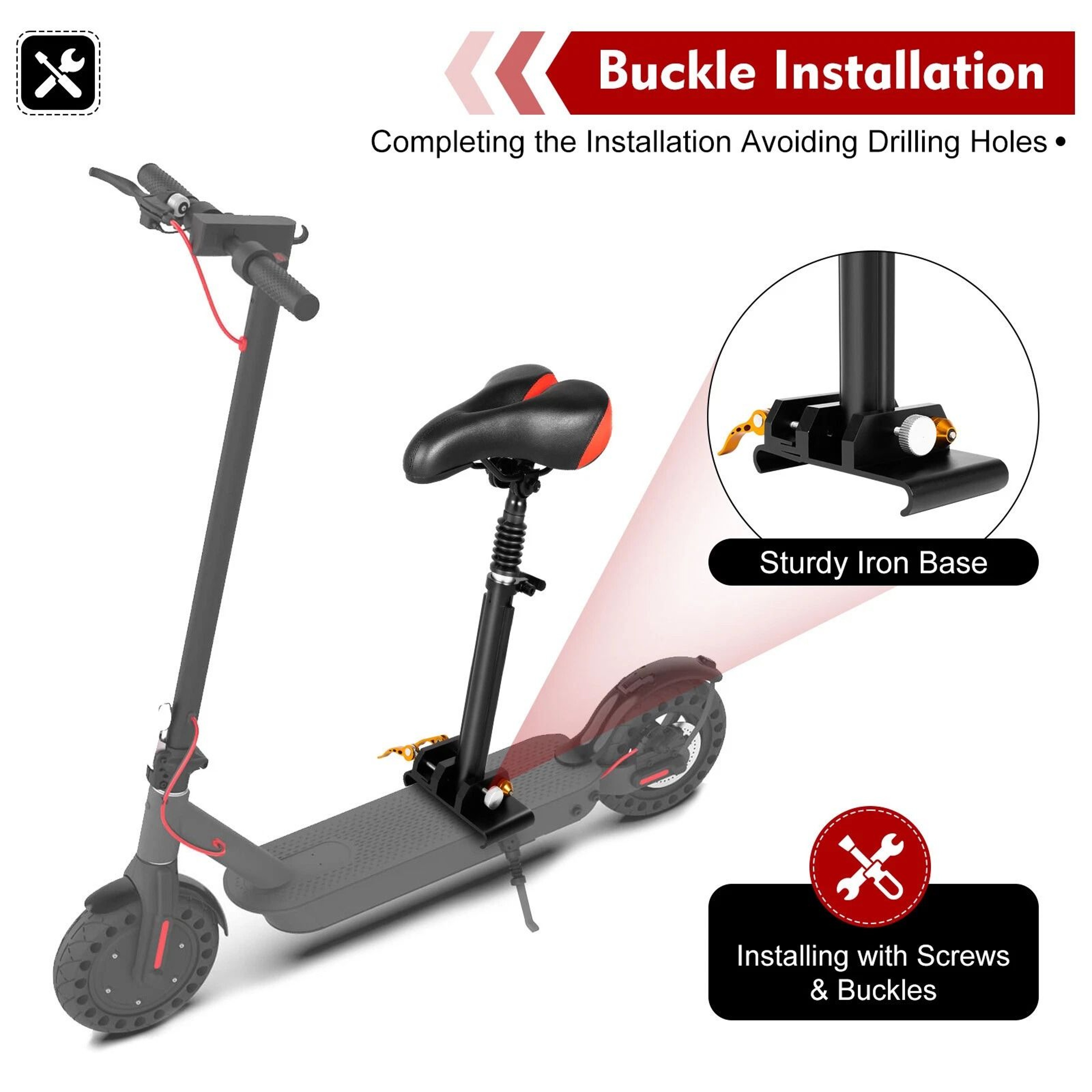 Universal Adjustable Scooter Seat Cushion With Aluminum Alloy Saddle  Rod Comfortable Ride Upgrade 15