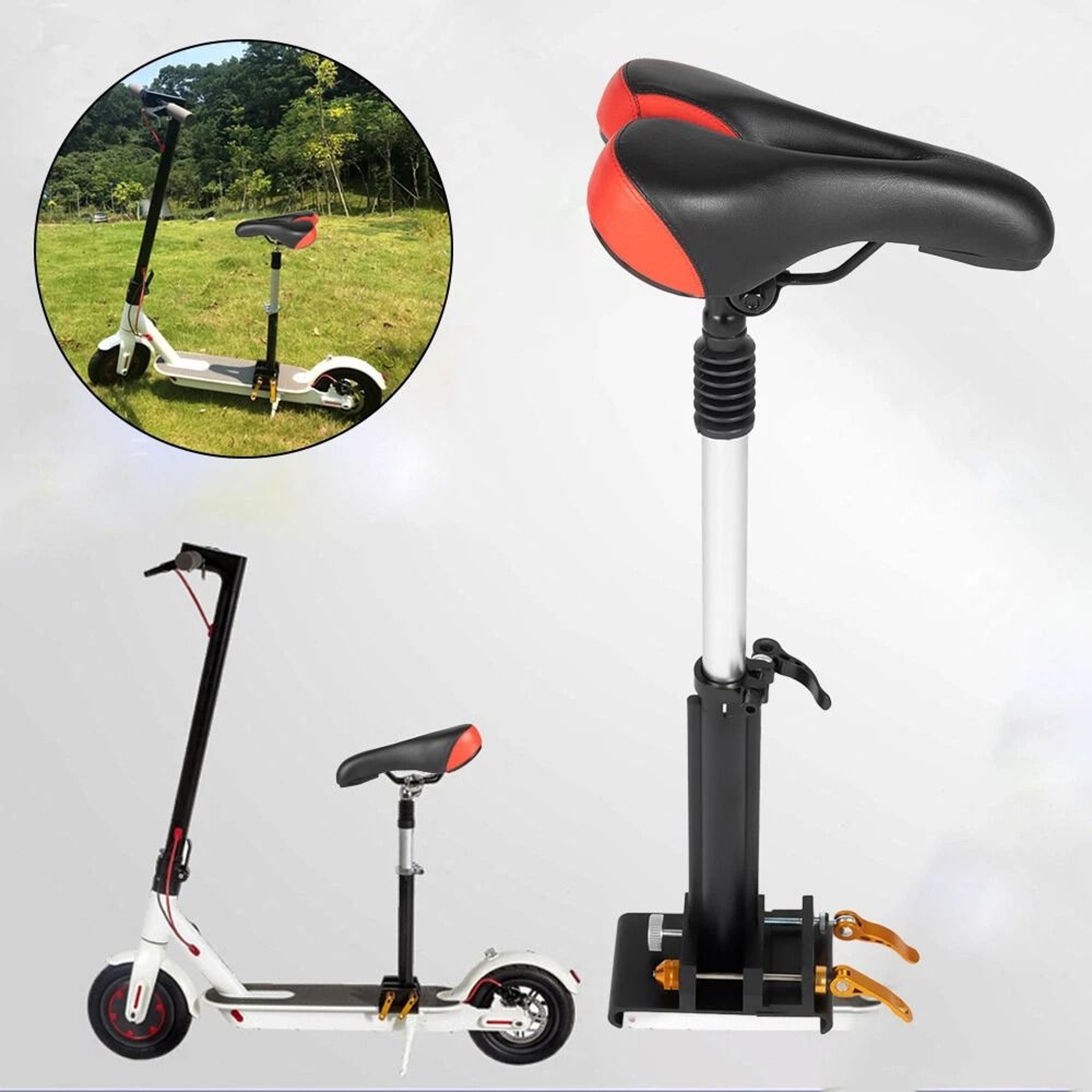 Universal Adjustable Scooter Seat Cushion With Aluminum Alloy Saddle  Rod Comfortable Ride Upgrade 4