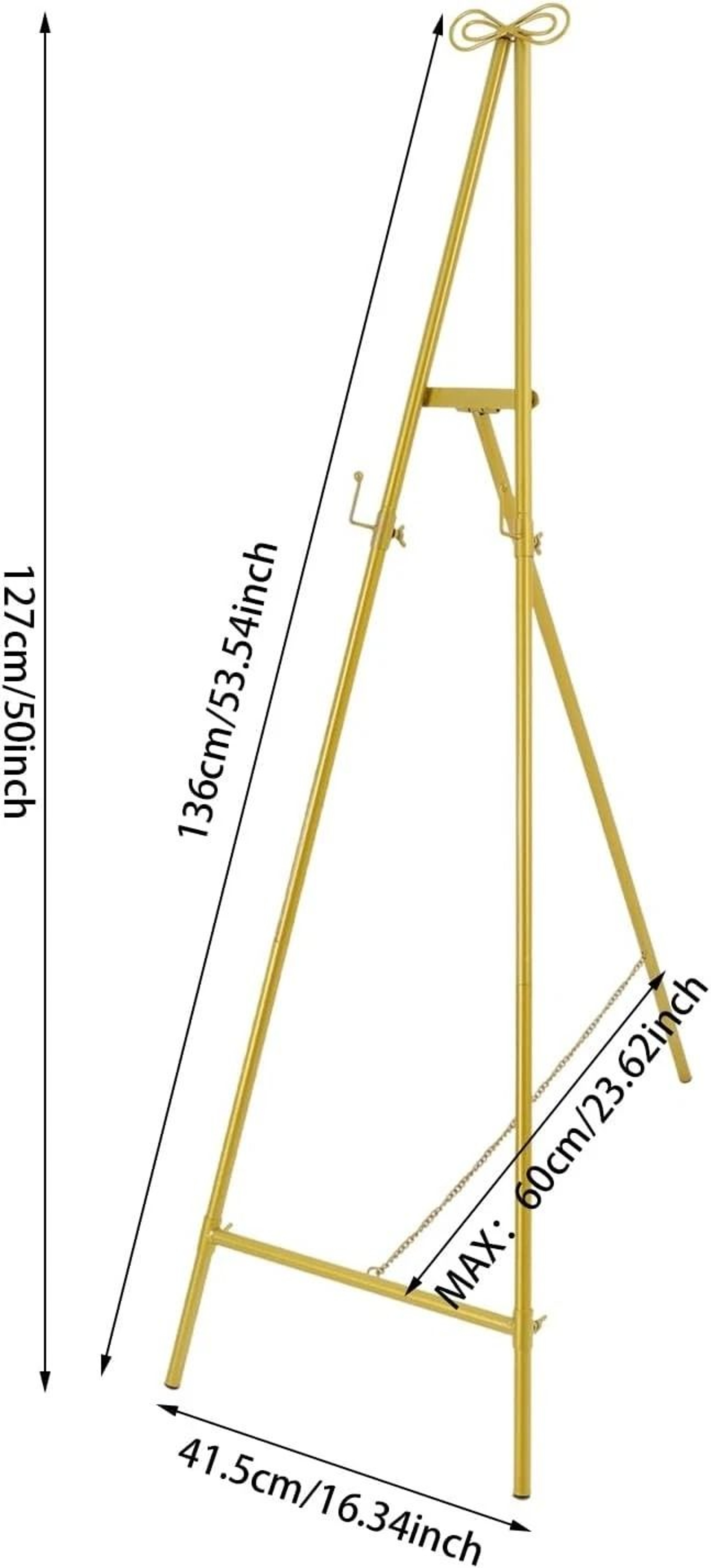 Gold Large Adjustable Floor Standing Easel For Wedding Display Metal Stand 8