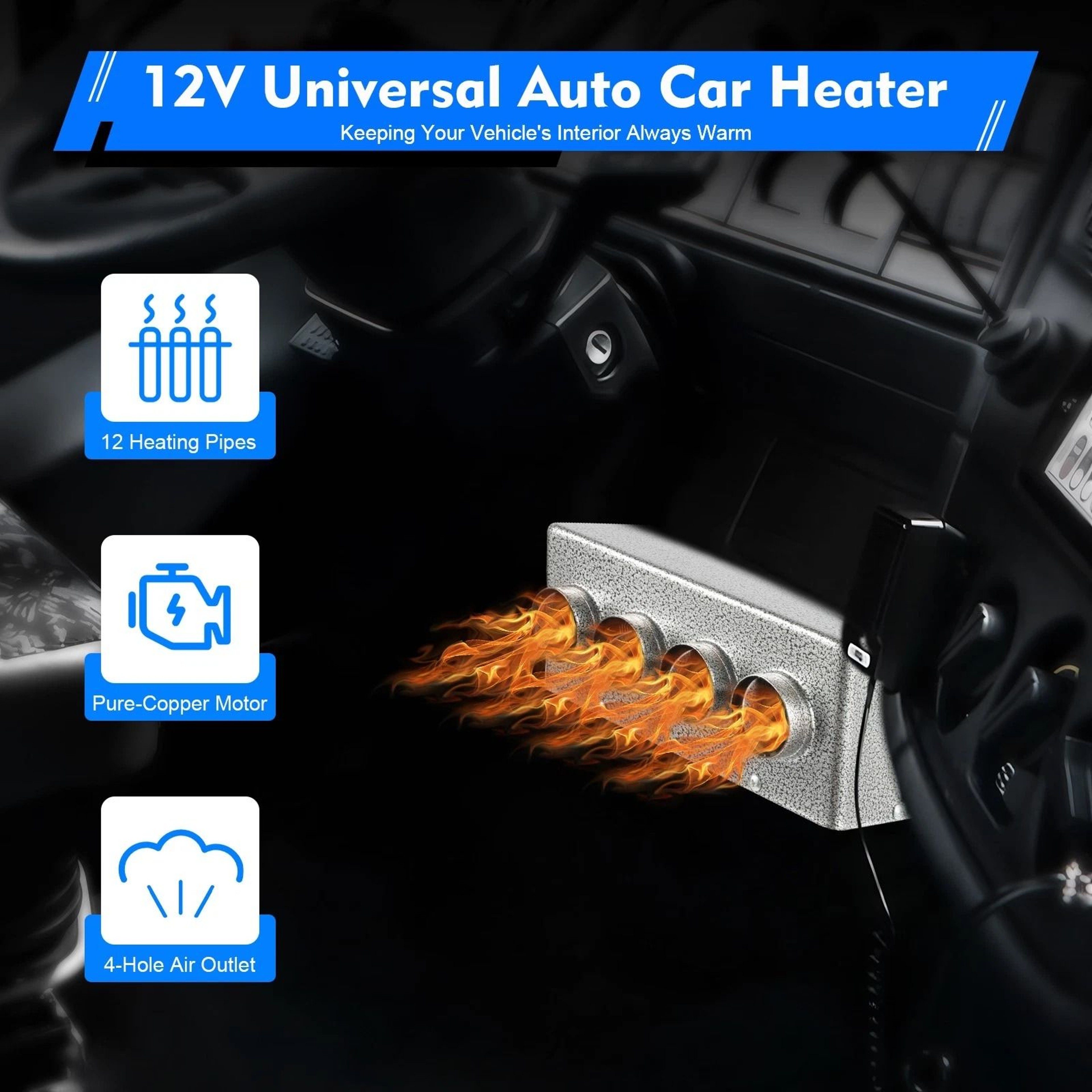Universal Under Dash Heater With Speed Switch Car  Truck Cabin Defroster 16