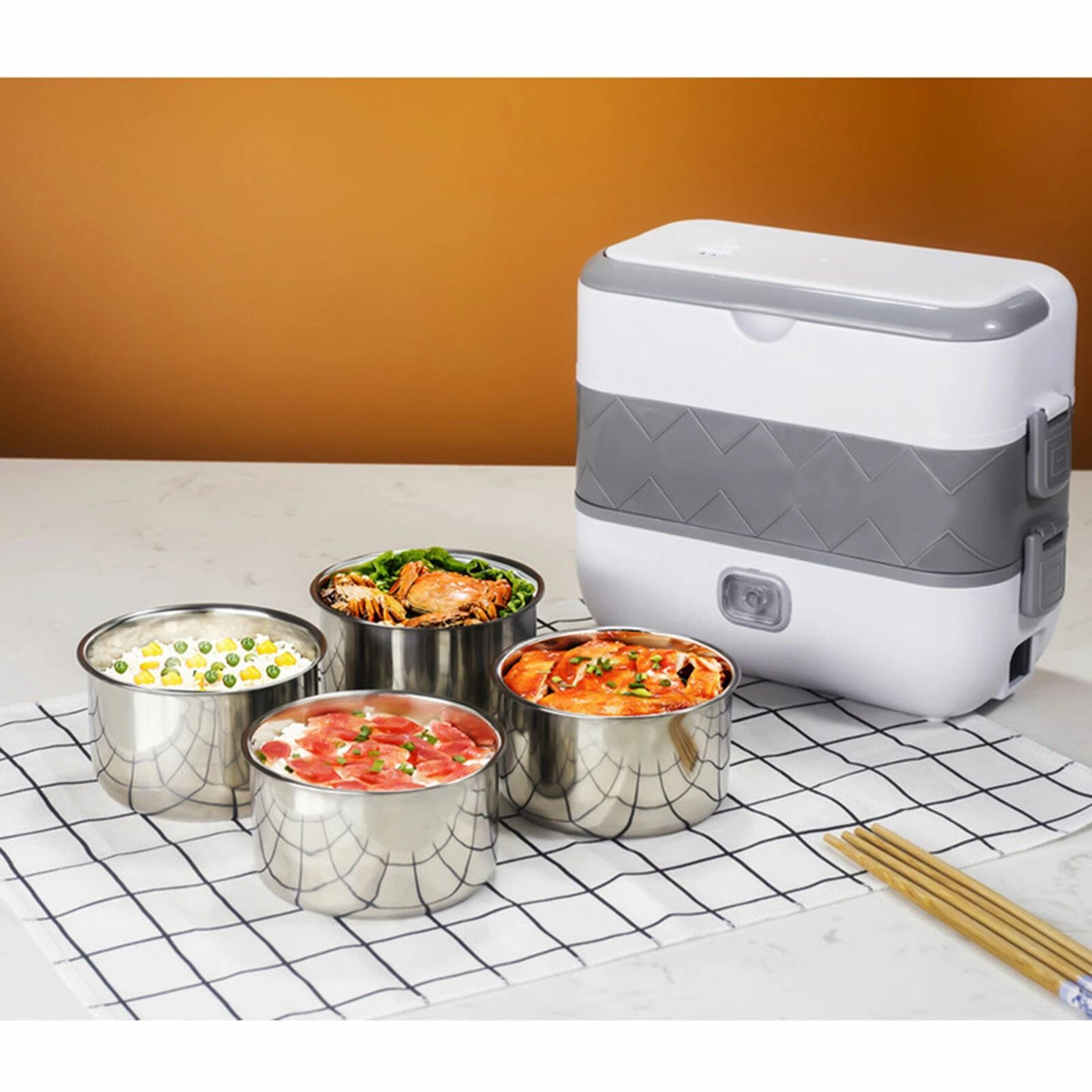 Premium Portable Heated Lunch Box Layer Electric Food Warmer For Work  Travel 4