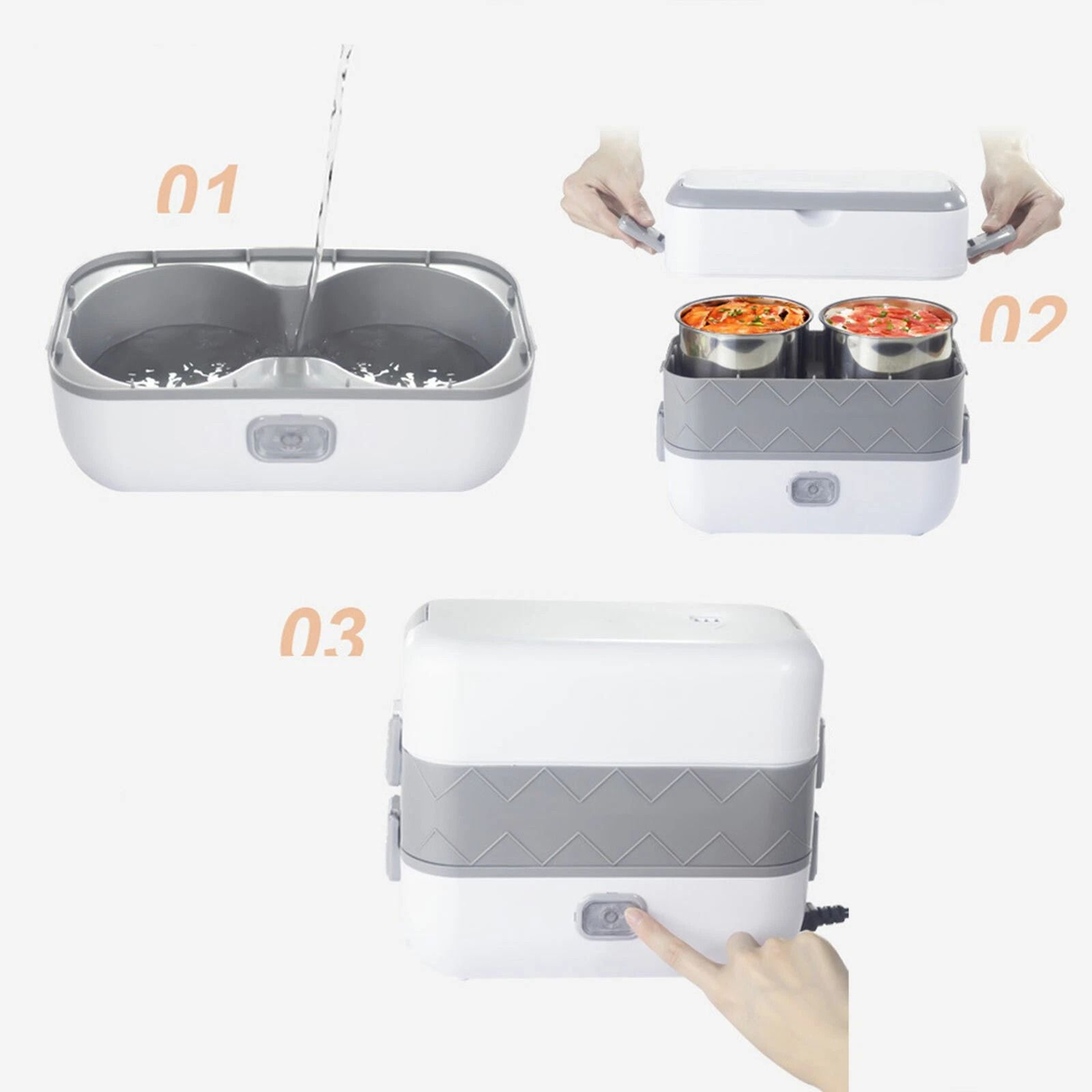 Premium Portable Heated Lunch Box Layer Electric Food Warmer For Work  Travel 6