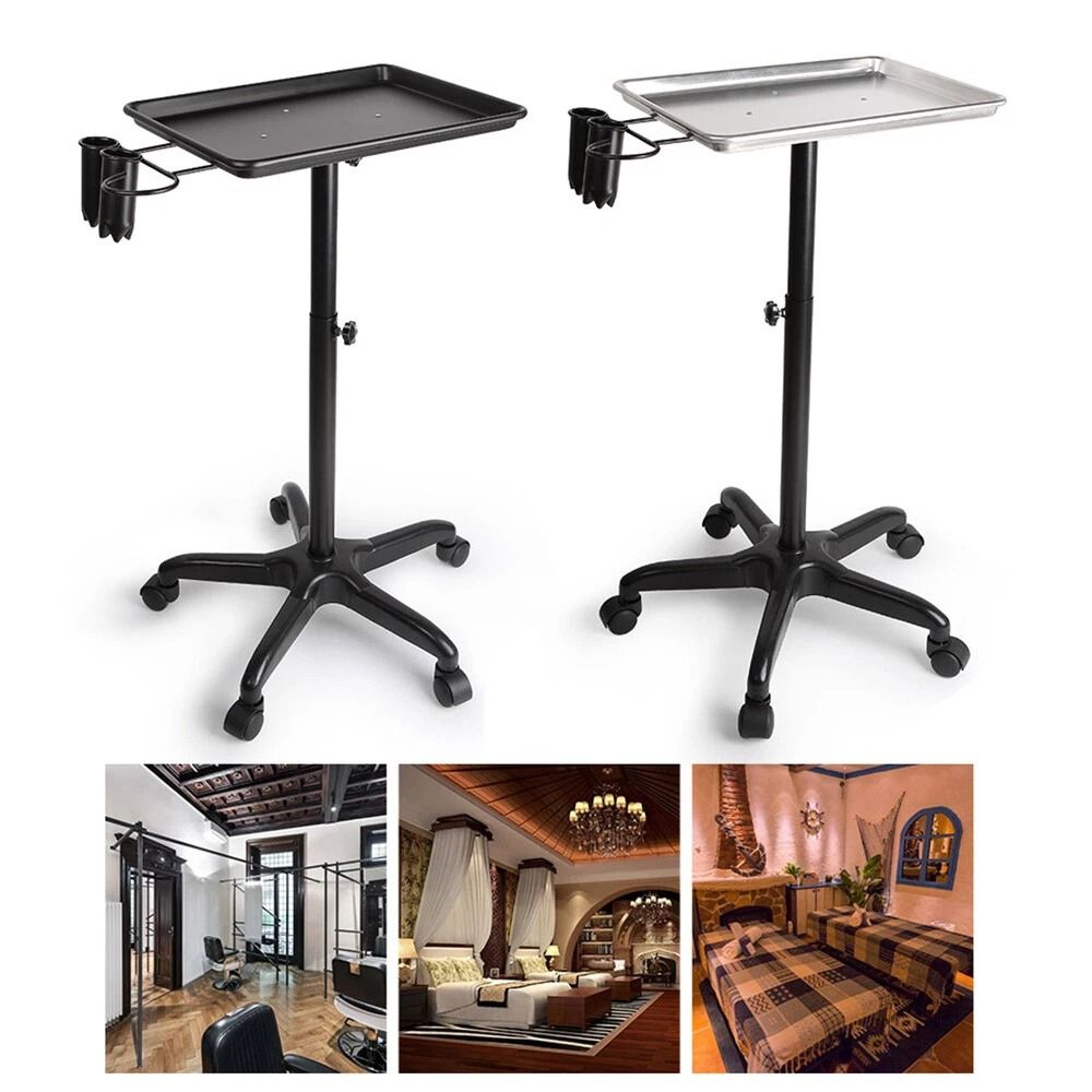 Professional Salon Trolley Cart Adjustable Hairdressing Cart With Tool Tray Organizer 3