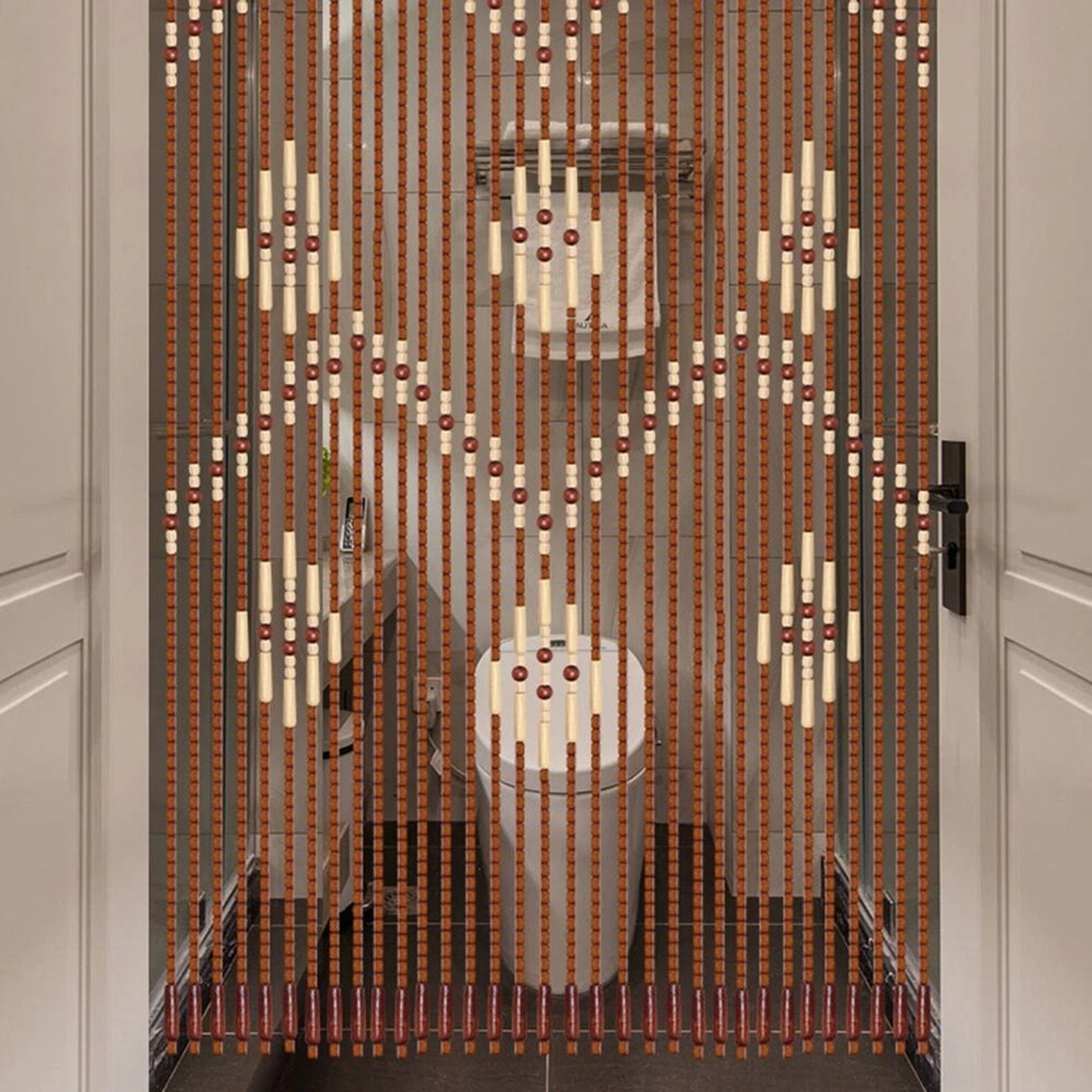 Premium Bamboo Wooden Bead Curtain For Doorway Line Beaded Curtain Decor 2