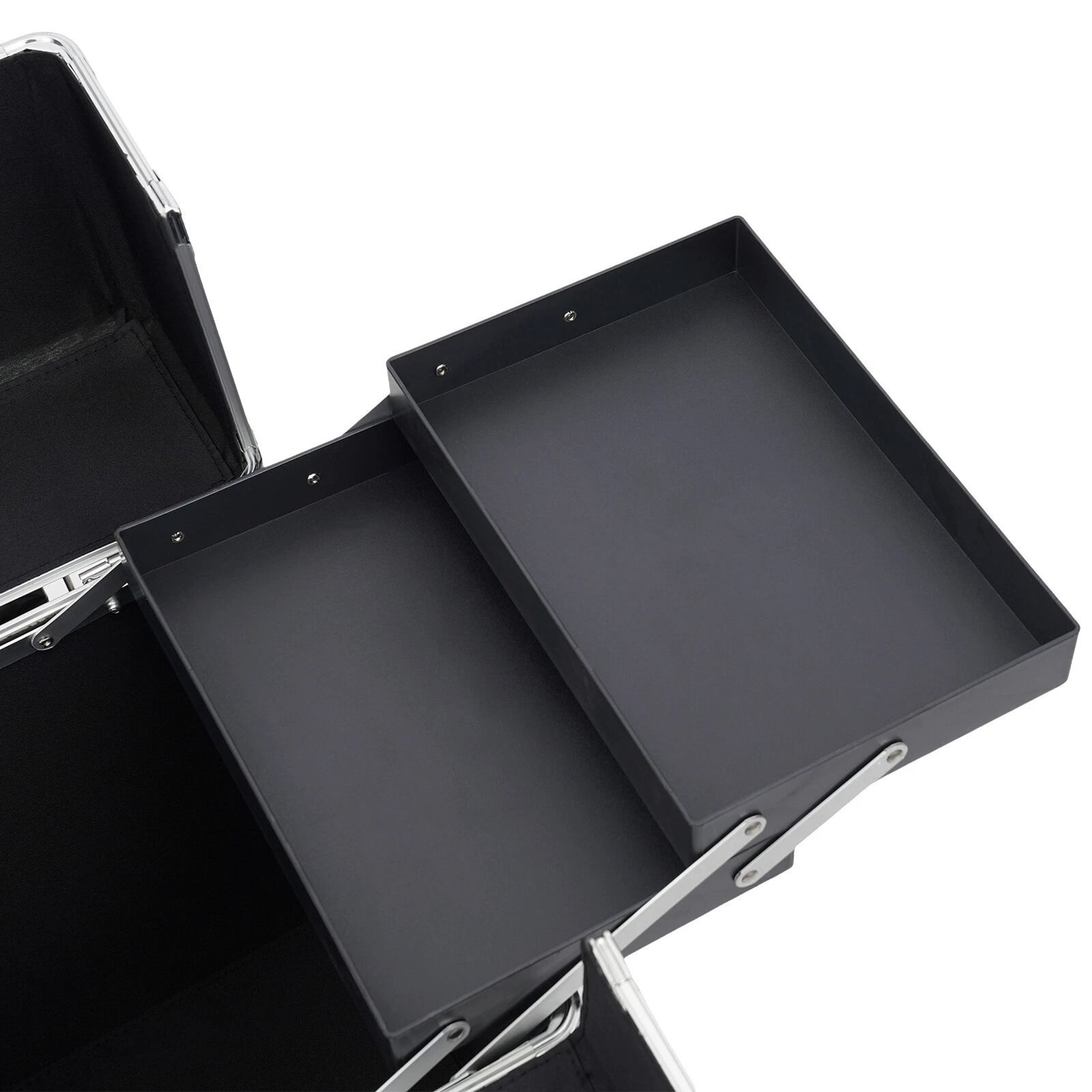 Professional Aluminum Rolling Makeup Case Large Capacity Wheeled Makeup Storage 9