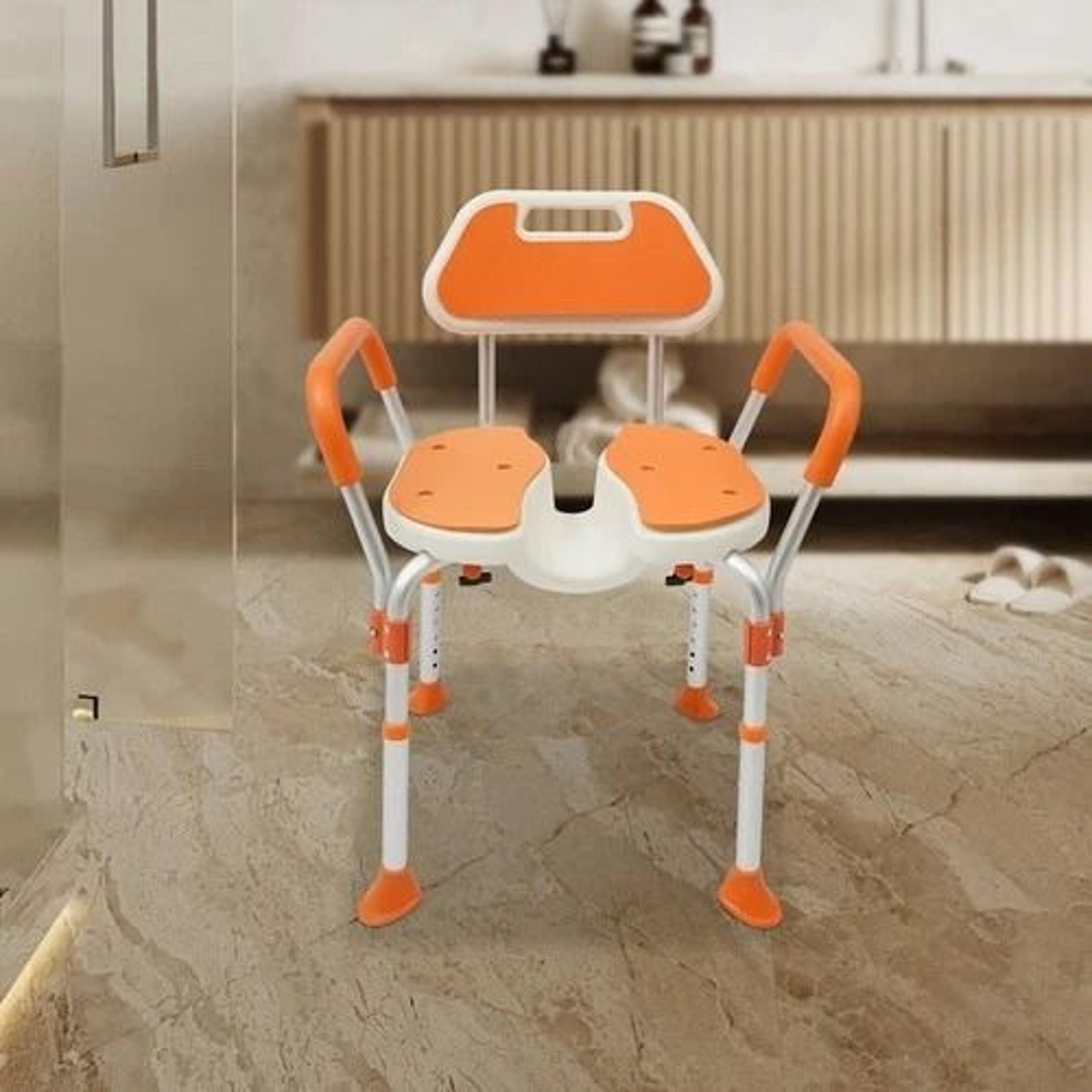 Adjustable Shower Chair For Seniors With Backrest And Armrests Heavy Duty Safety Seat 1
