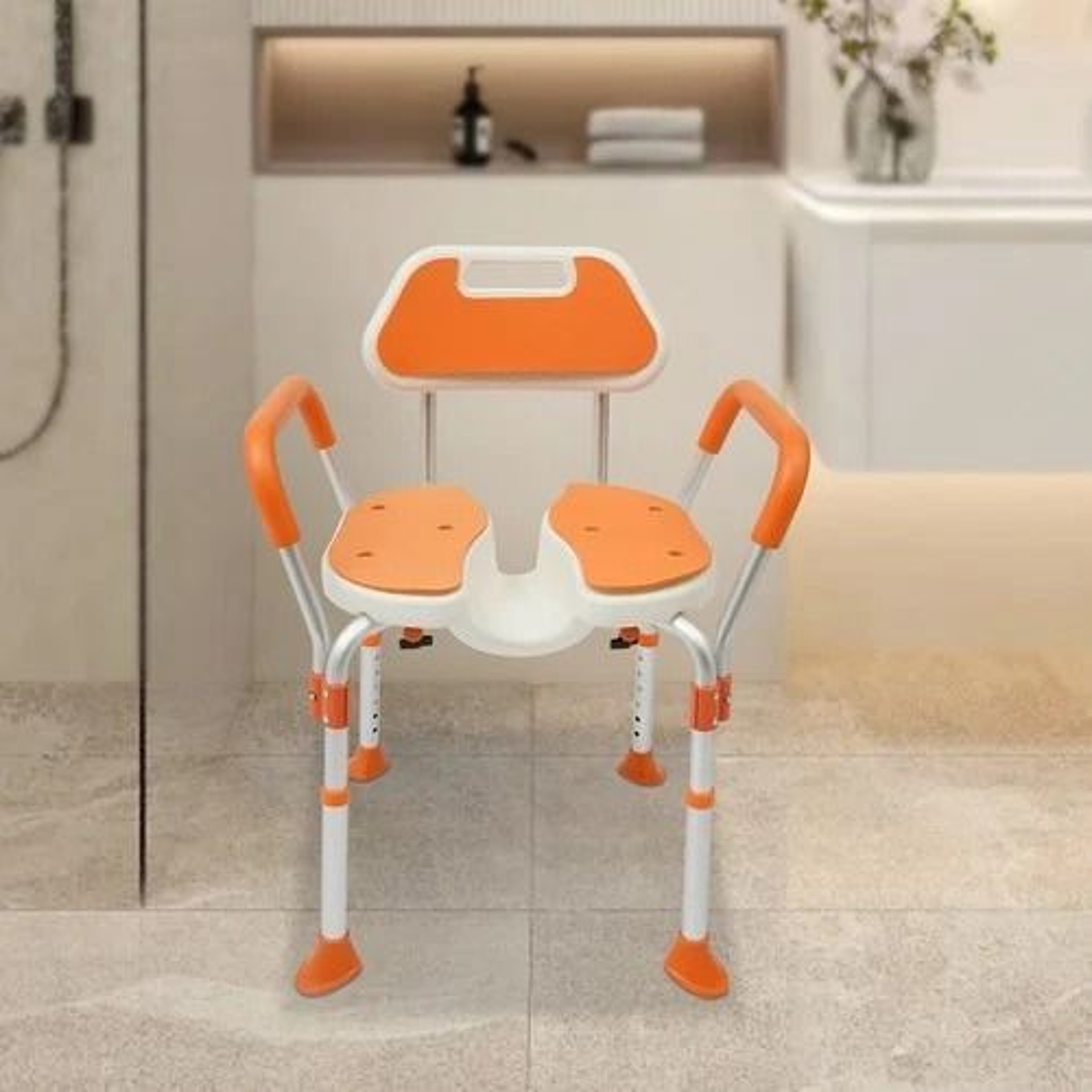 Adjustable Shower Chair For Seniors With Backrest And Armrests Heavy Duty Safety Seat 5