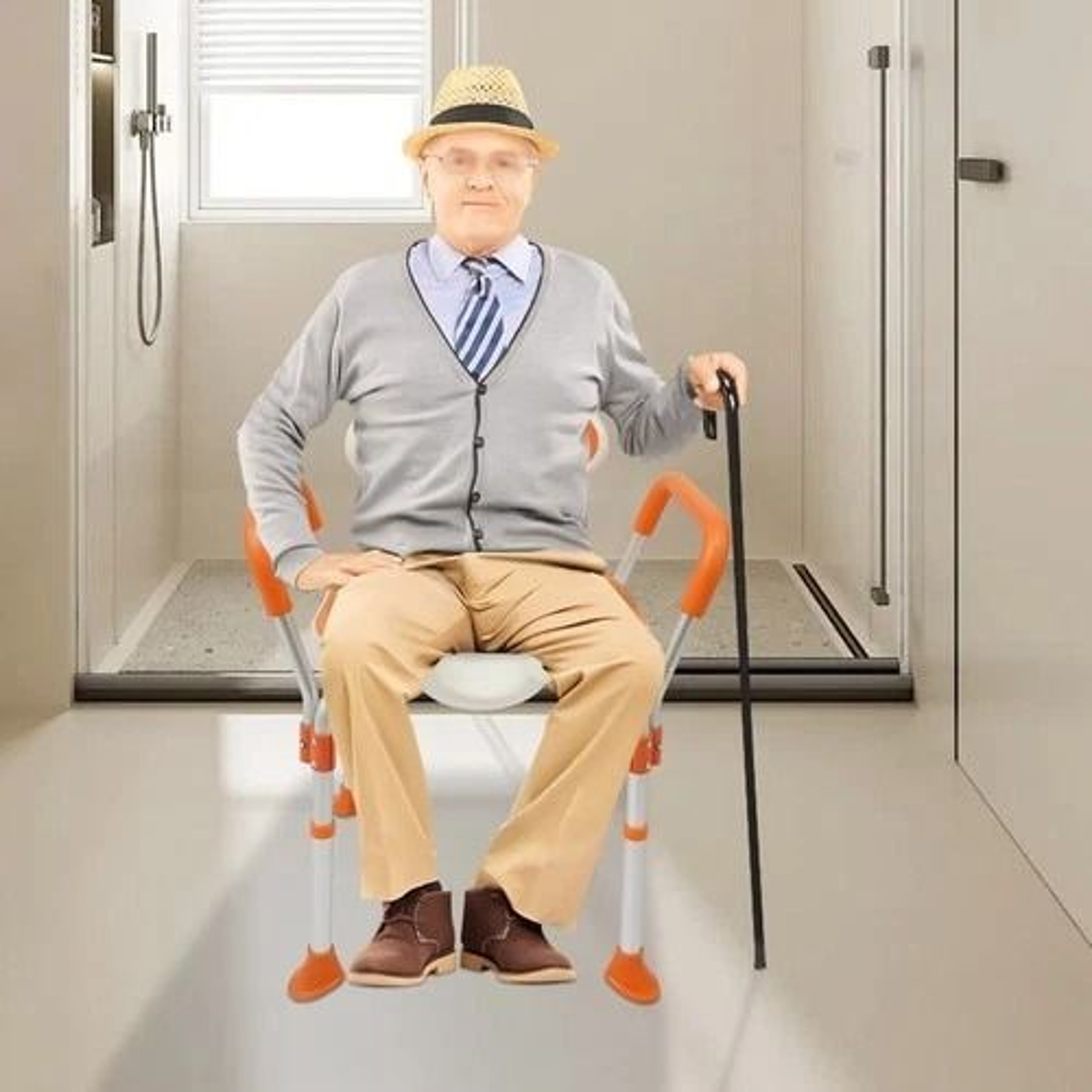 Adjustable Shower Chair For Seniors With Backrest And Armrests Heavy Duty Safety Seat 4