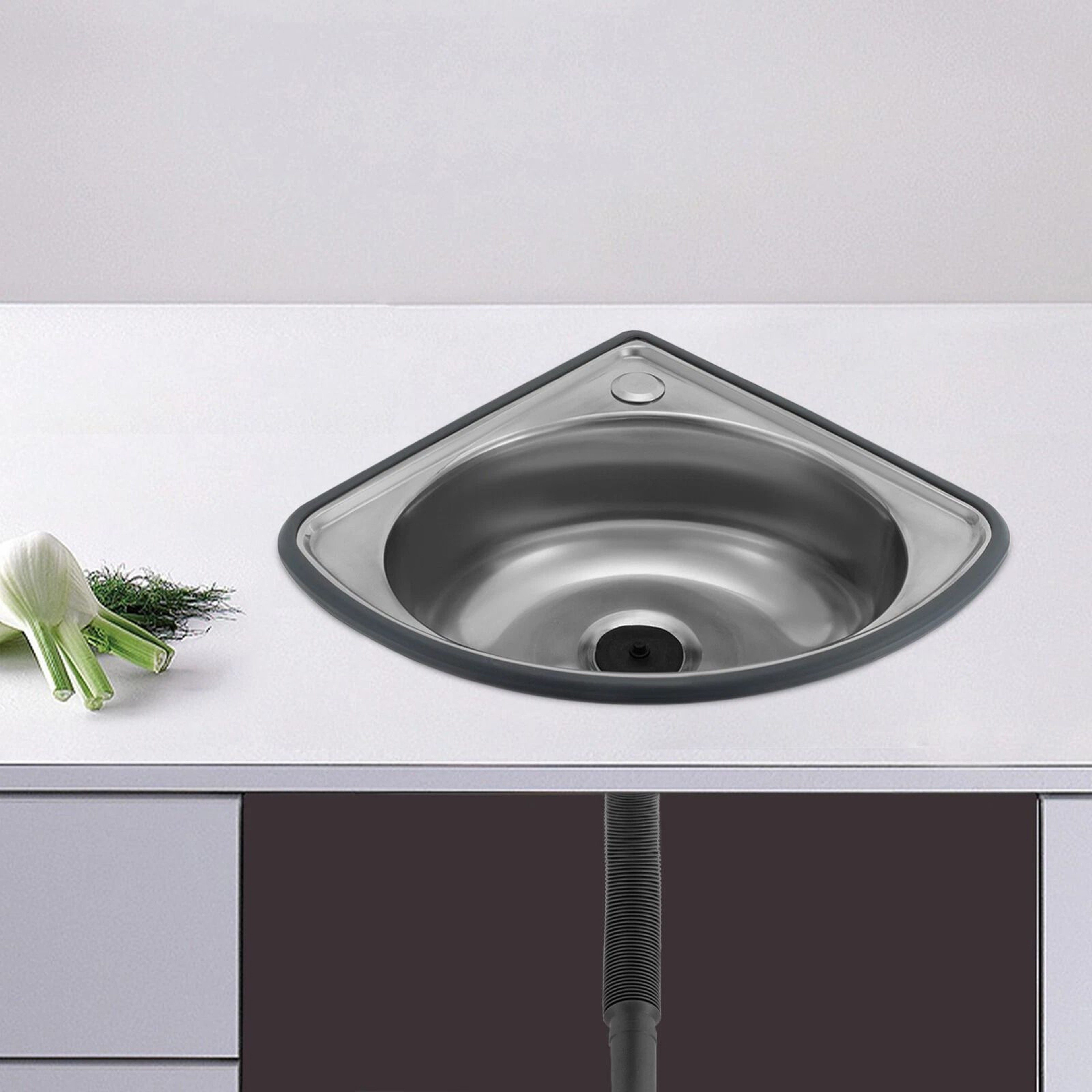 Premium Stainless Steel Corner Bar Sink Space Saving RV Kitchen  Bathroom Sink 1