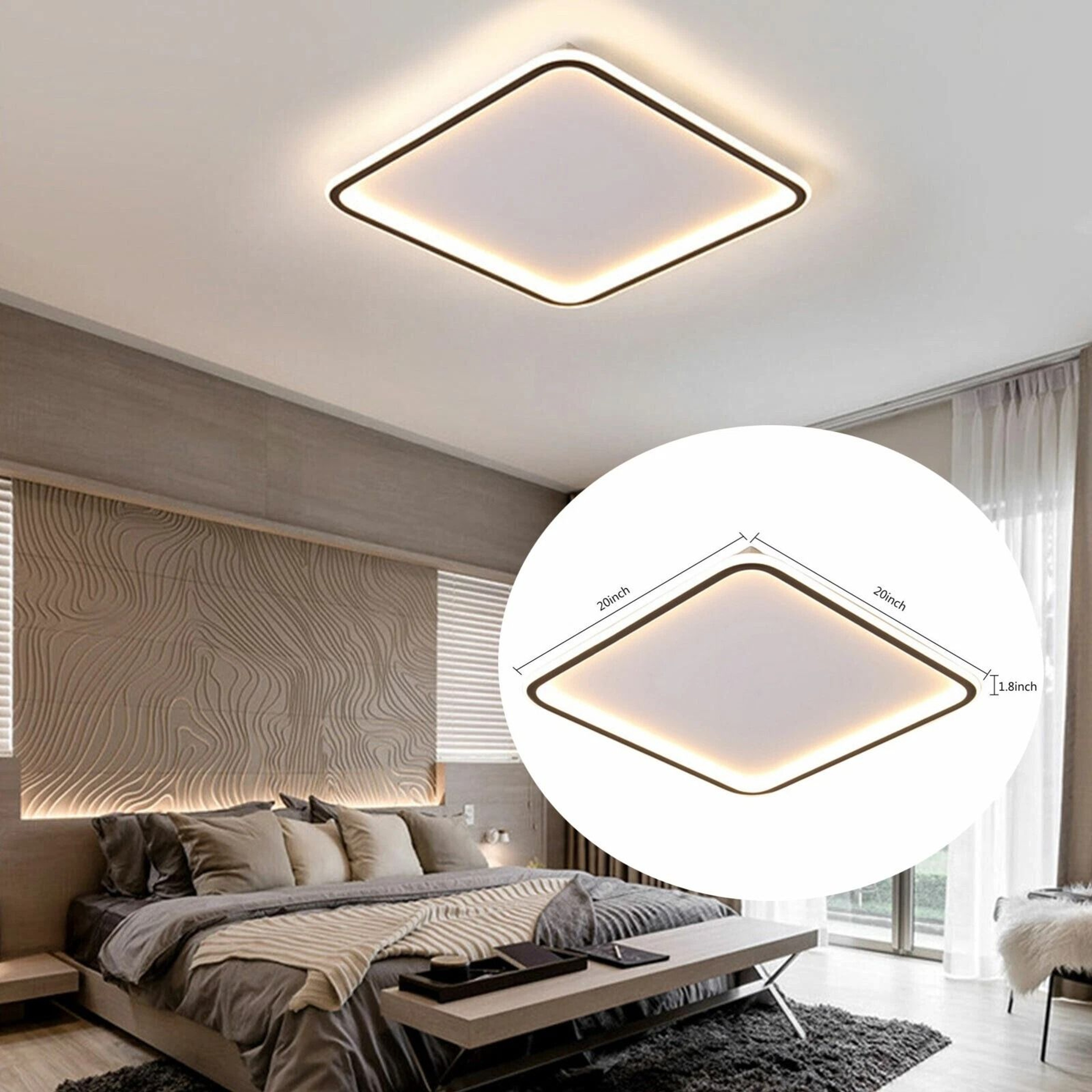 Modern Dimmable LED Ceiling Light Flush Mount Chandelier With Remote 3