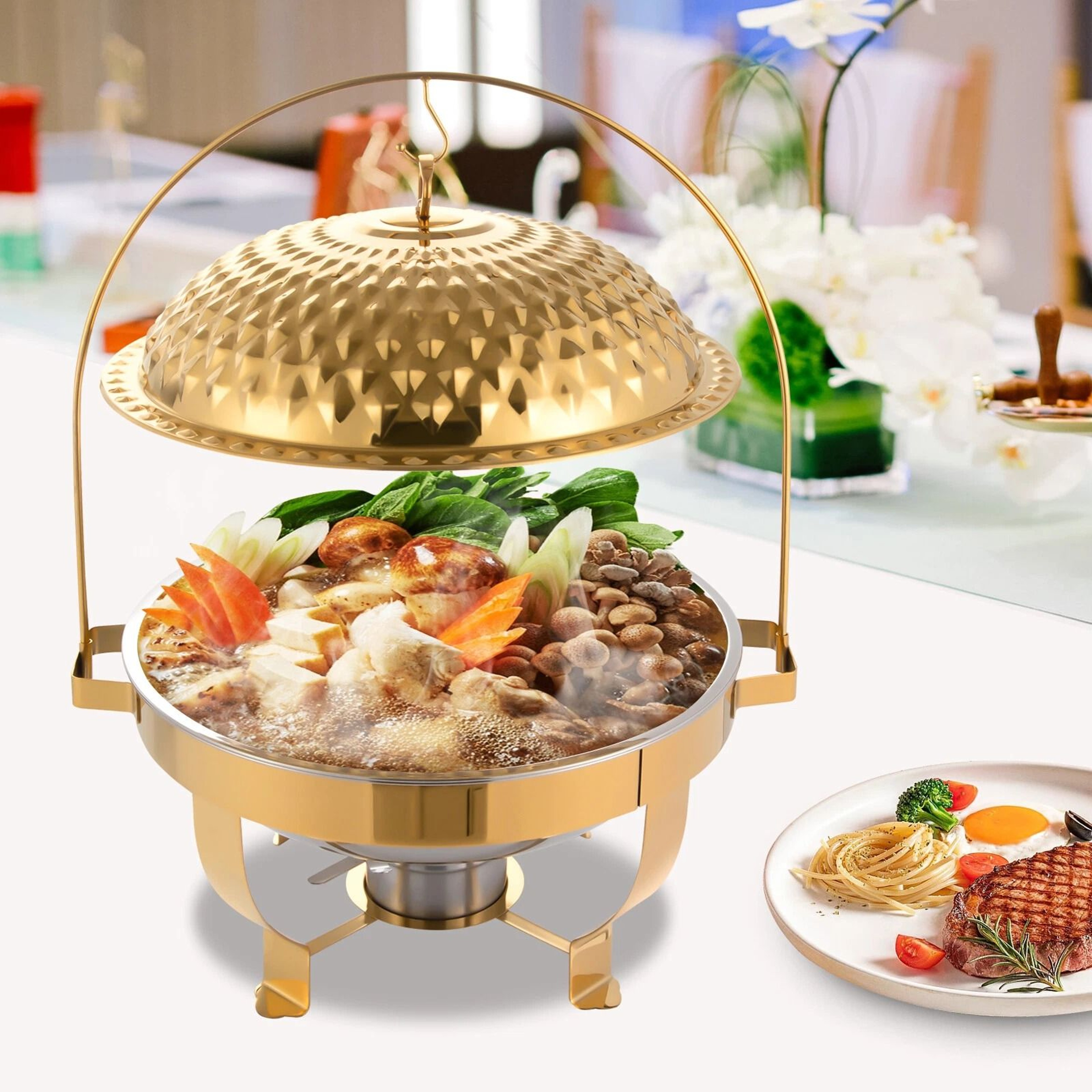 Premium Roll Top Chafing Dish Buffet Set Stainless Steel Chafer Food Warmer 0
