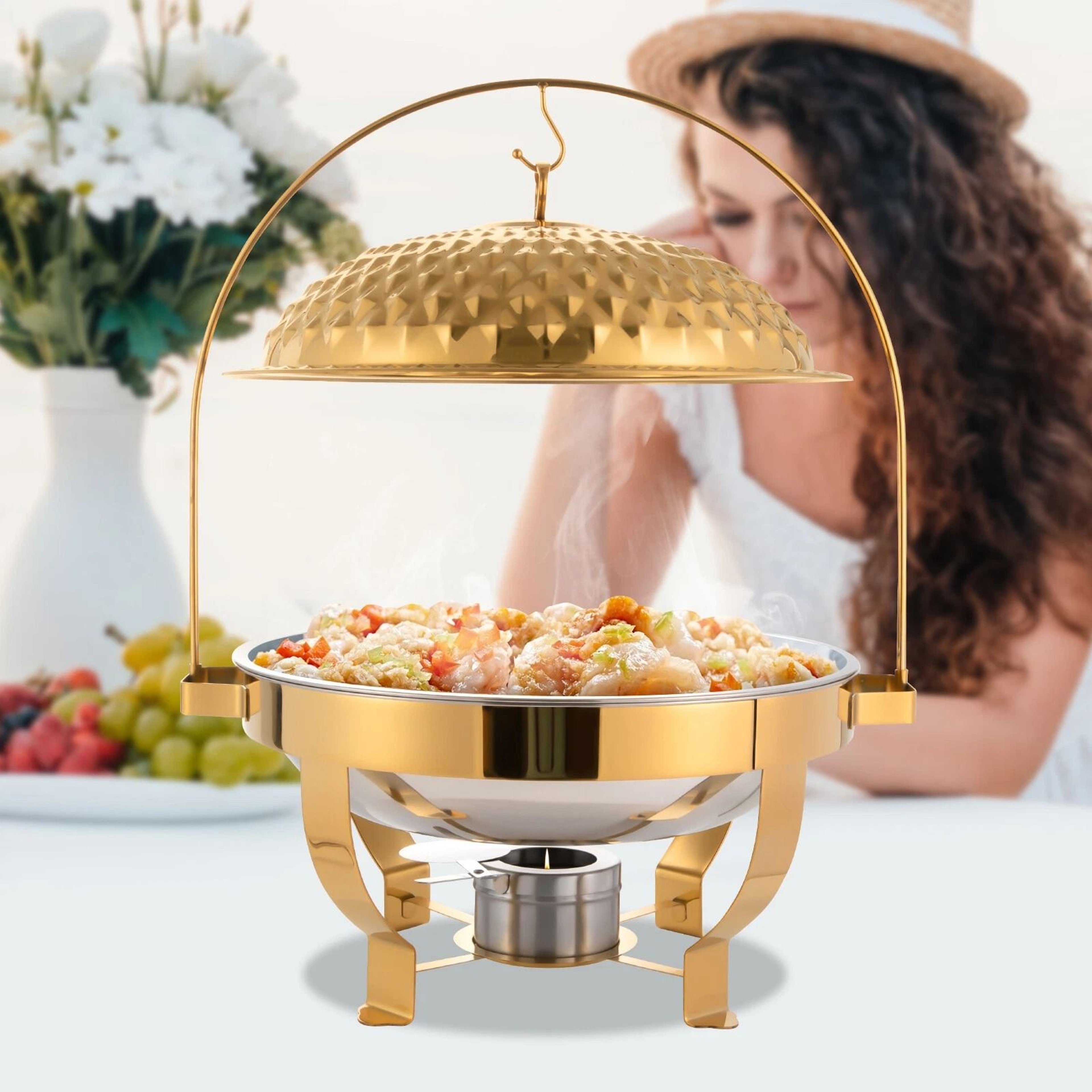Premium Roll Top Chafing Dish Buffet Set Stainless Steel Chafer Food Warmer 15
