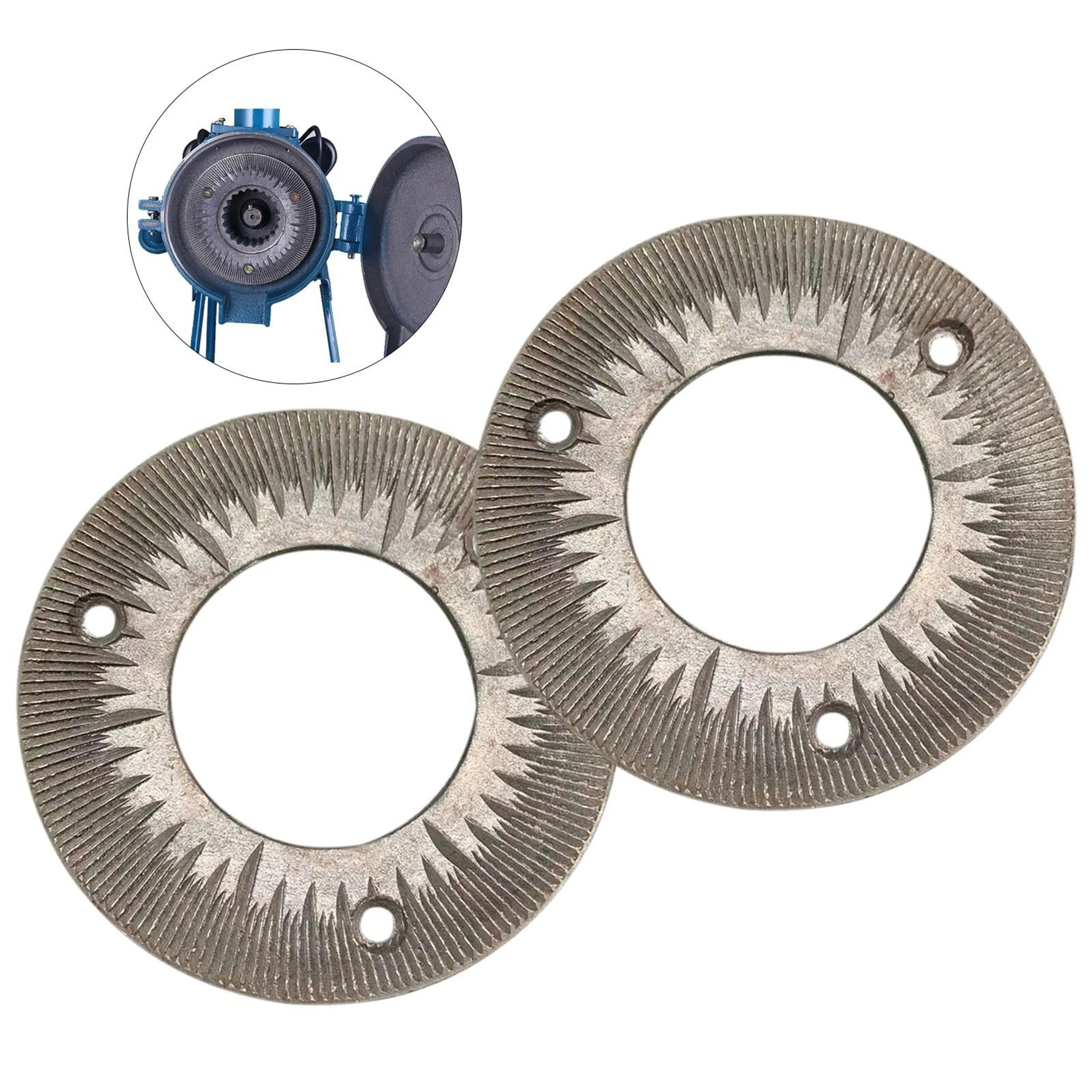 Premium Grain Mill Grinding Plates Replacement Set Fine Cast Steel Dry Grinding Discs 4