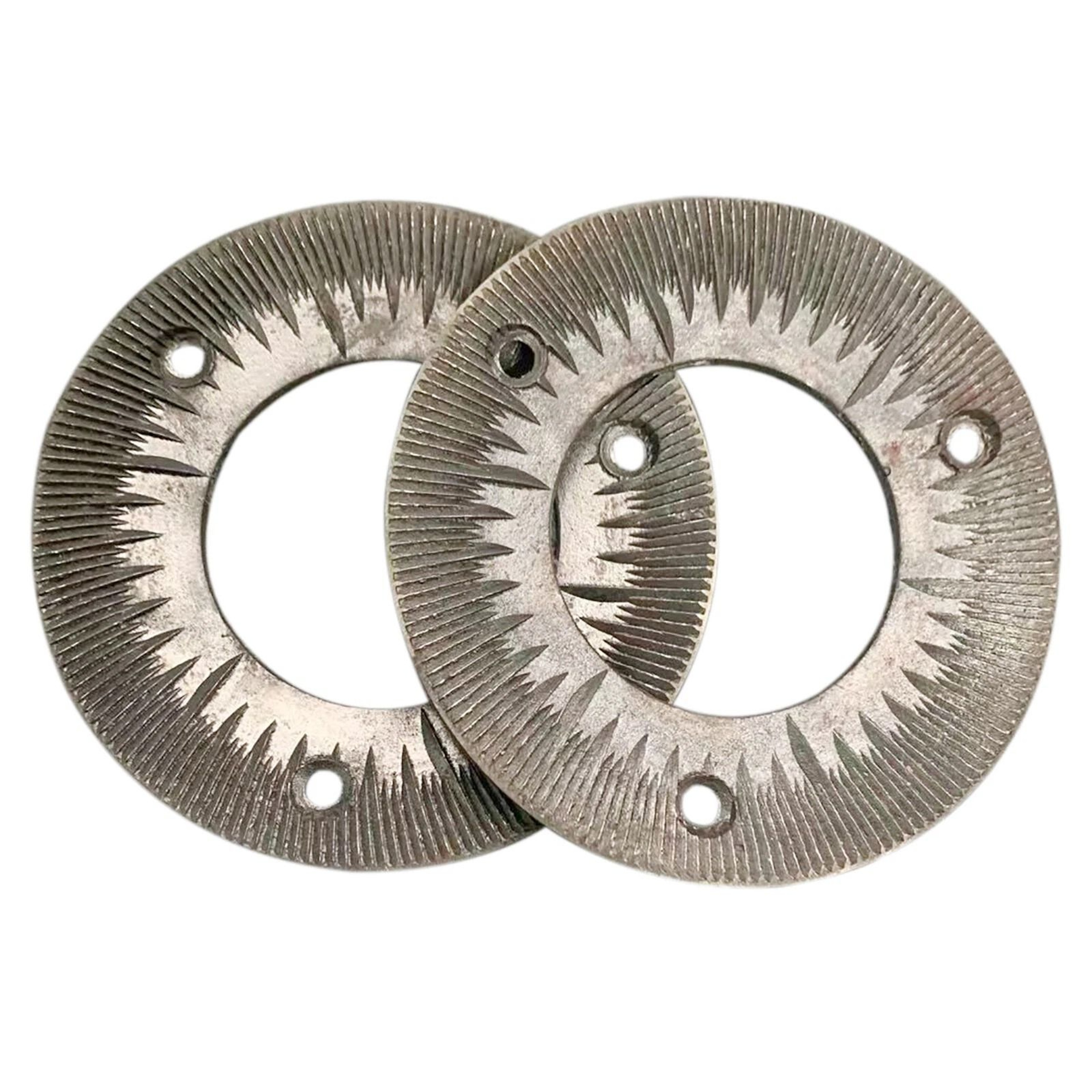 Premium Grain Mill Grinding Plates Replacement Set Fine Cast Steel Dry Grinding Discs 0
