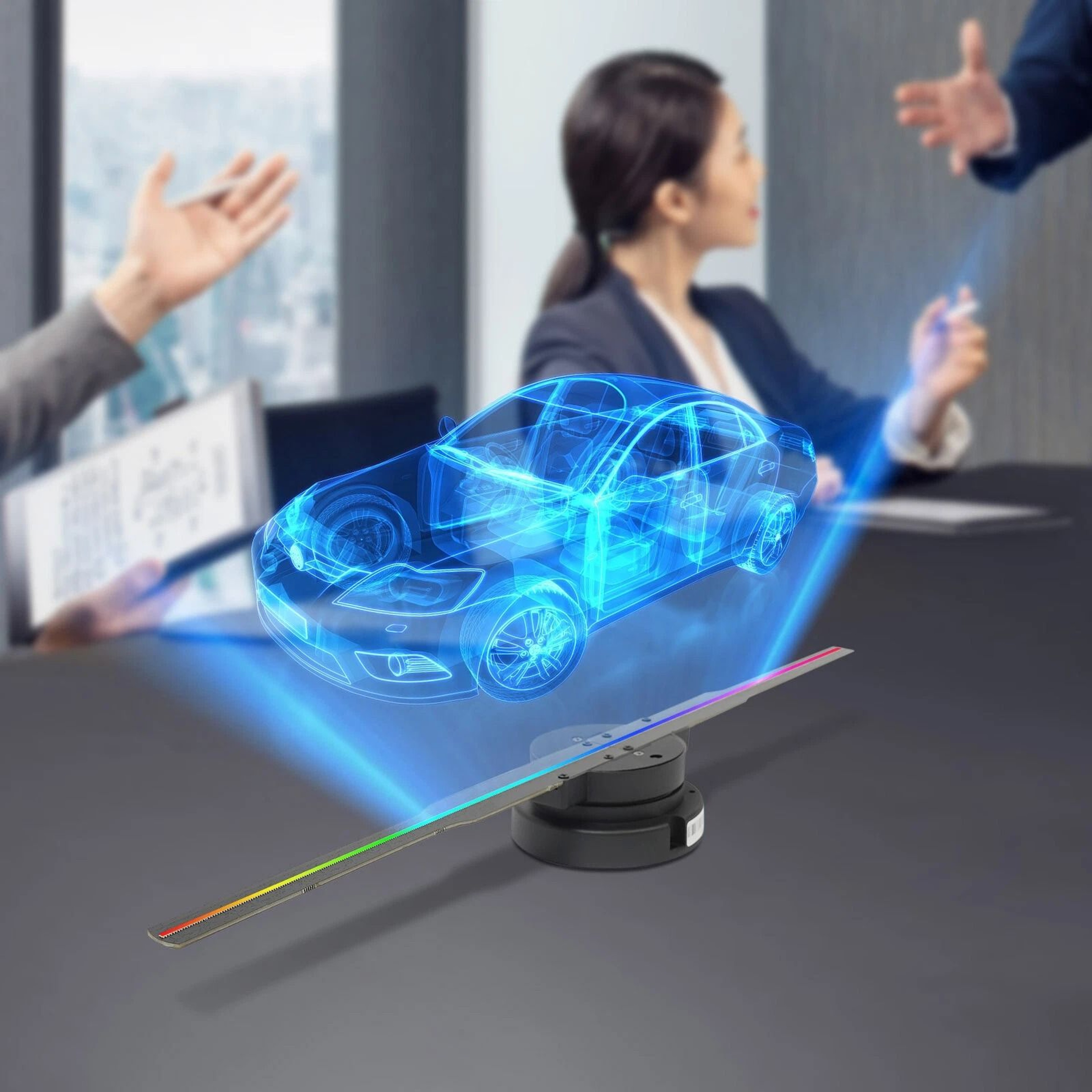 Holographic Fan Projector RGB LED Hologram Display With Remote Control 0