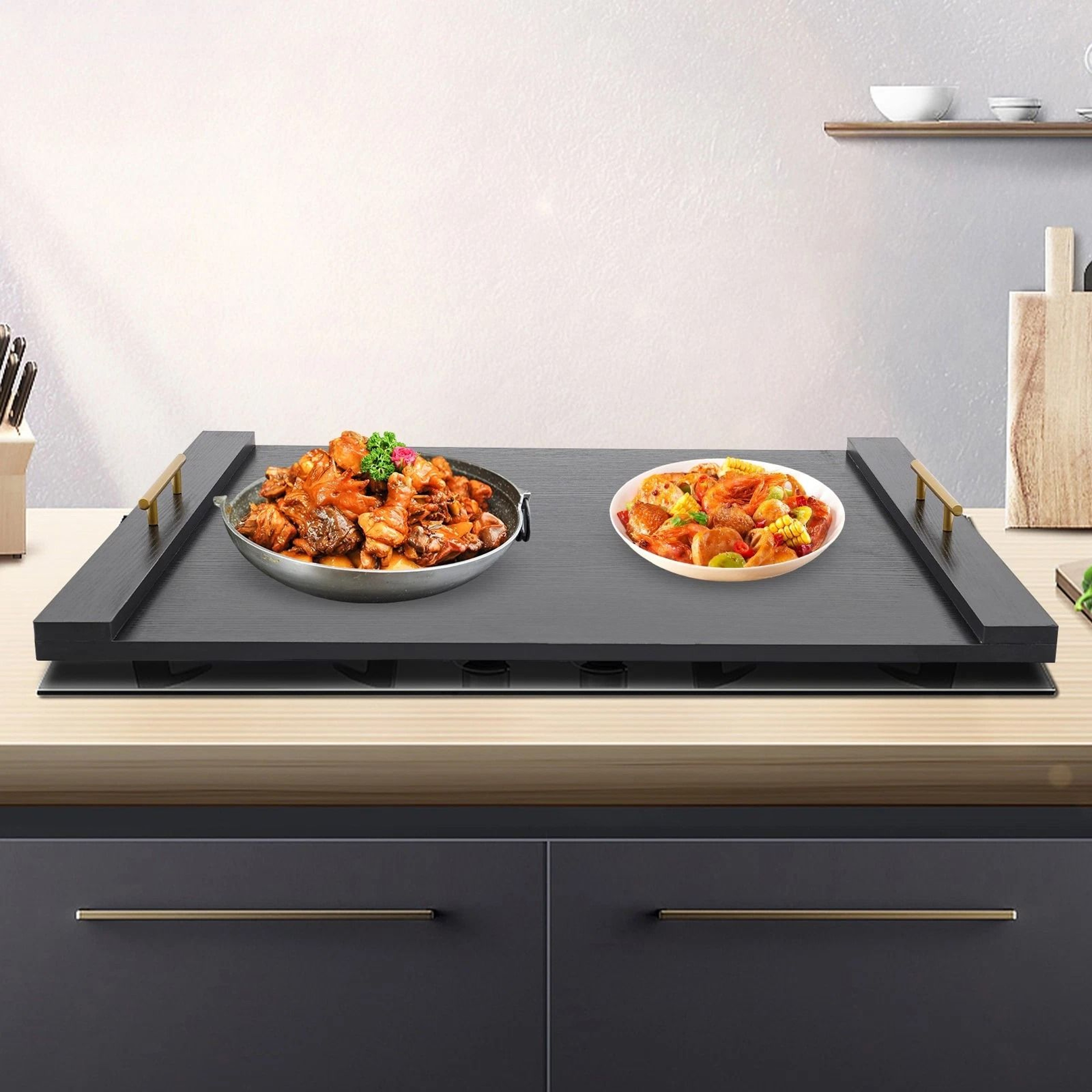 Black Noodle Board Stove Cover For Electric And Gas Stove Tops 4