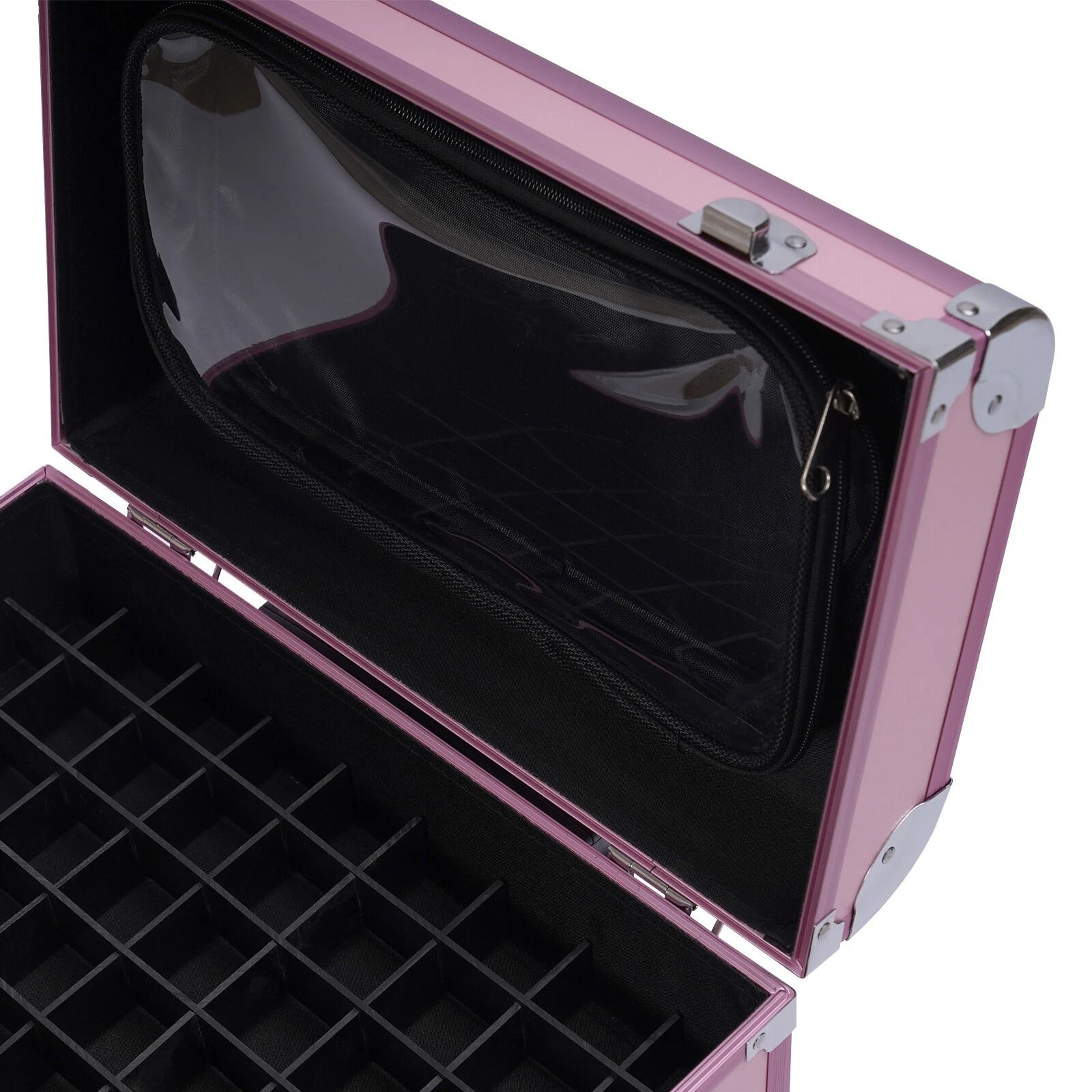 Professional Rolling Makeup Case With Lockable Tiered Salon Cosmetic Organizer 7