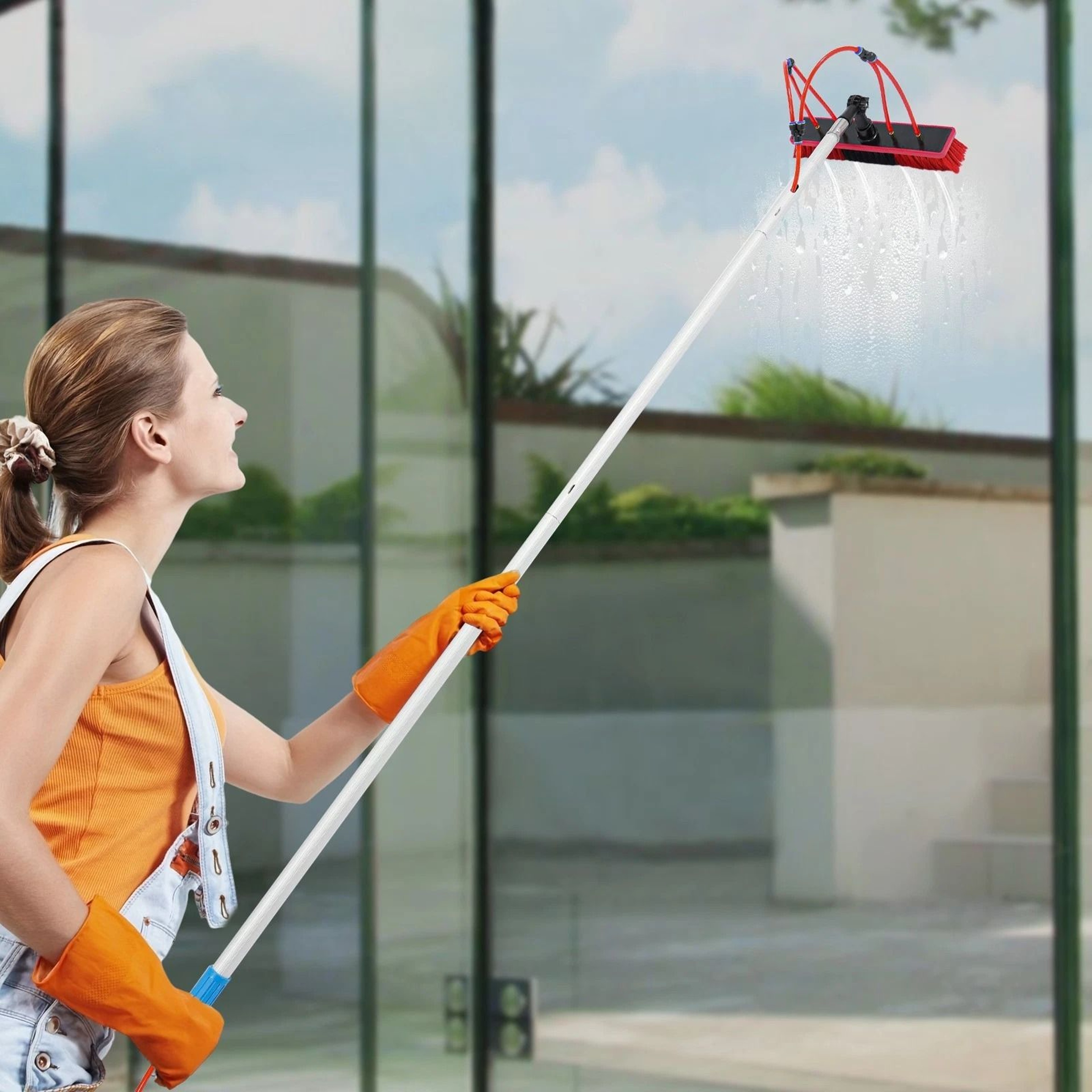 Solar Panel Cleaning Brush Kit With Adjustable Pole And Window Cleaning Hose 0
