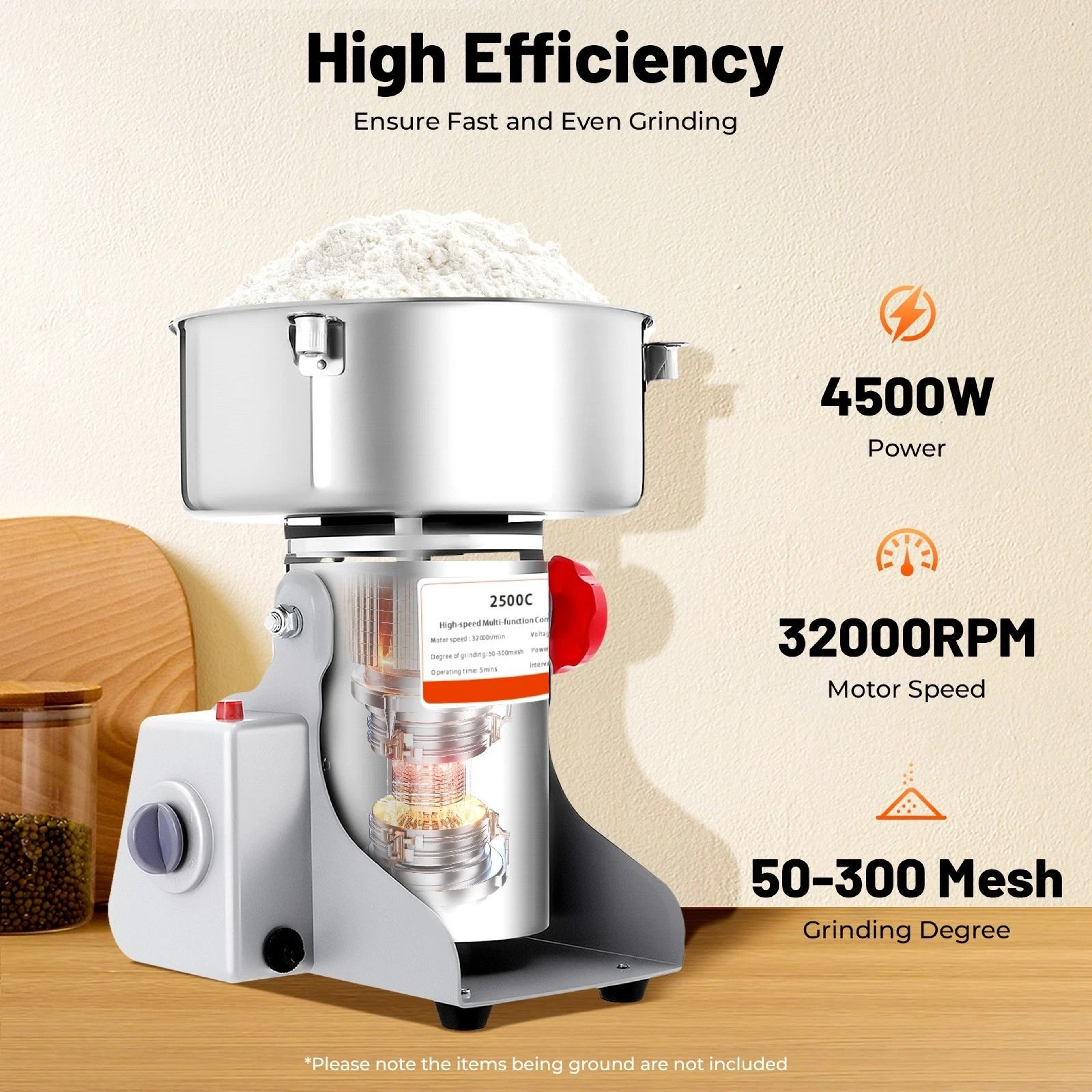 Commercial Spice Grinder Electric Grain Mill For Fast Dry Grinding 3