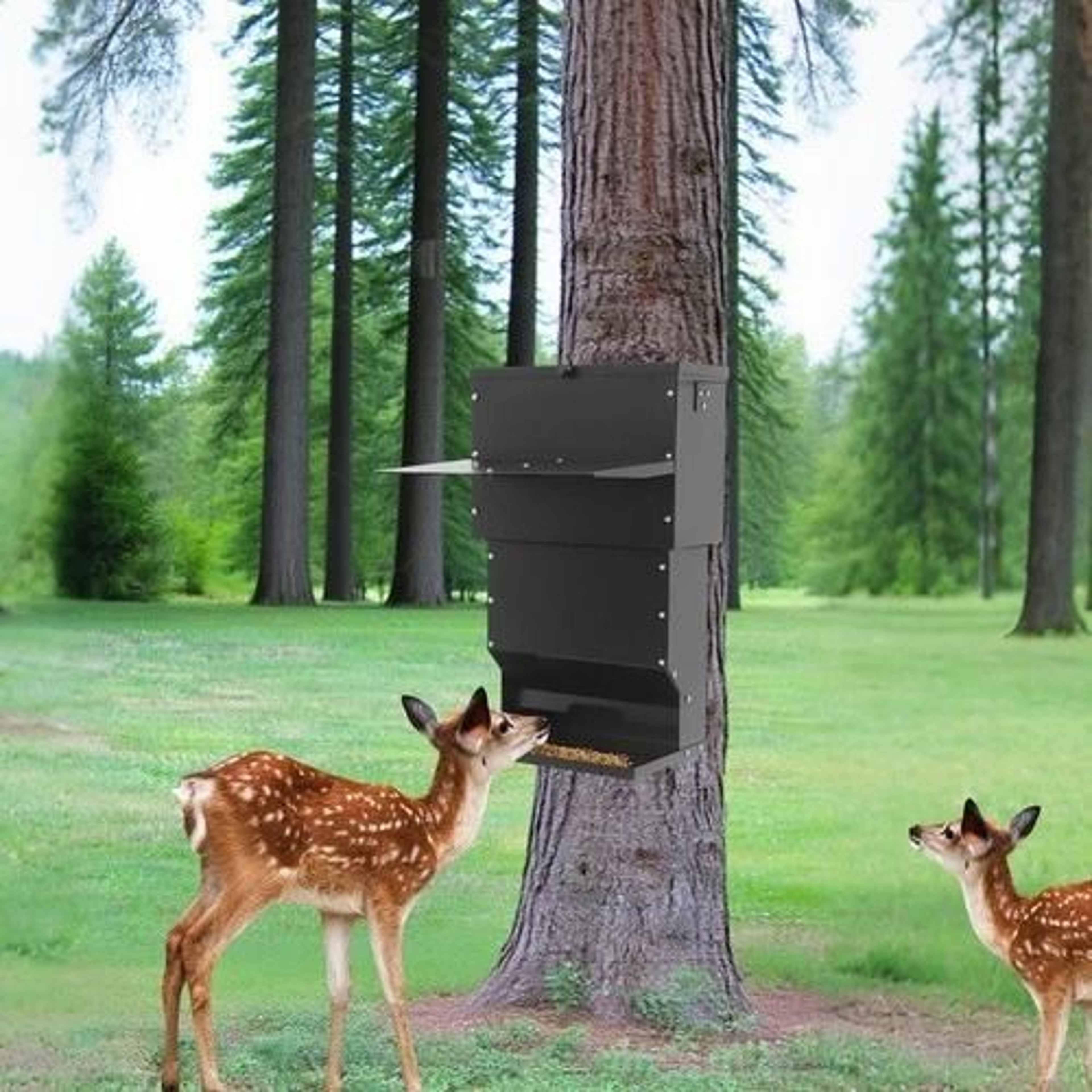 Weatherproof Hanging Deer Feeder With Lid Gravity Feed Box For Outdoor Wildlife Feeding 0