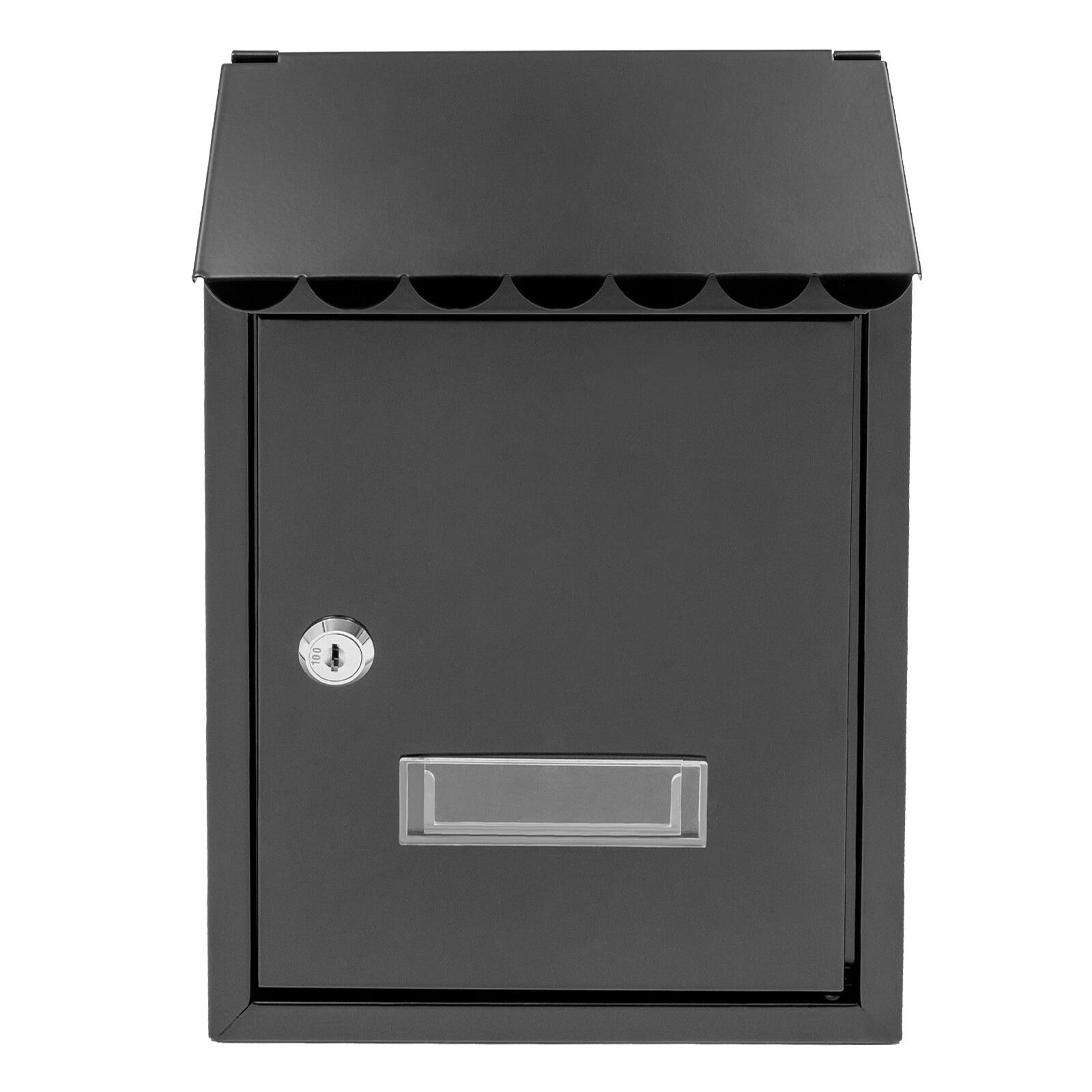 Modern Black Wall Mounted Locking Mailbox Waterproof Outdoor Drop Box 3