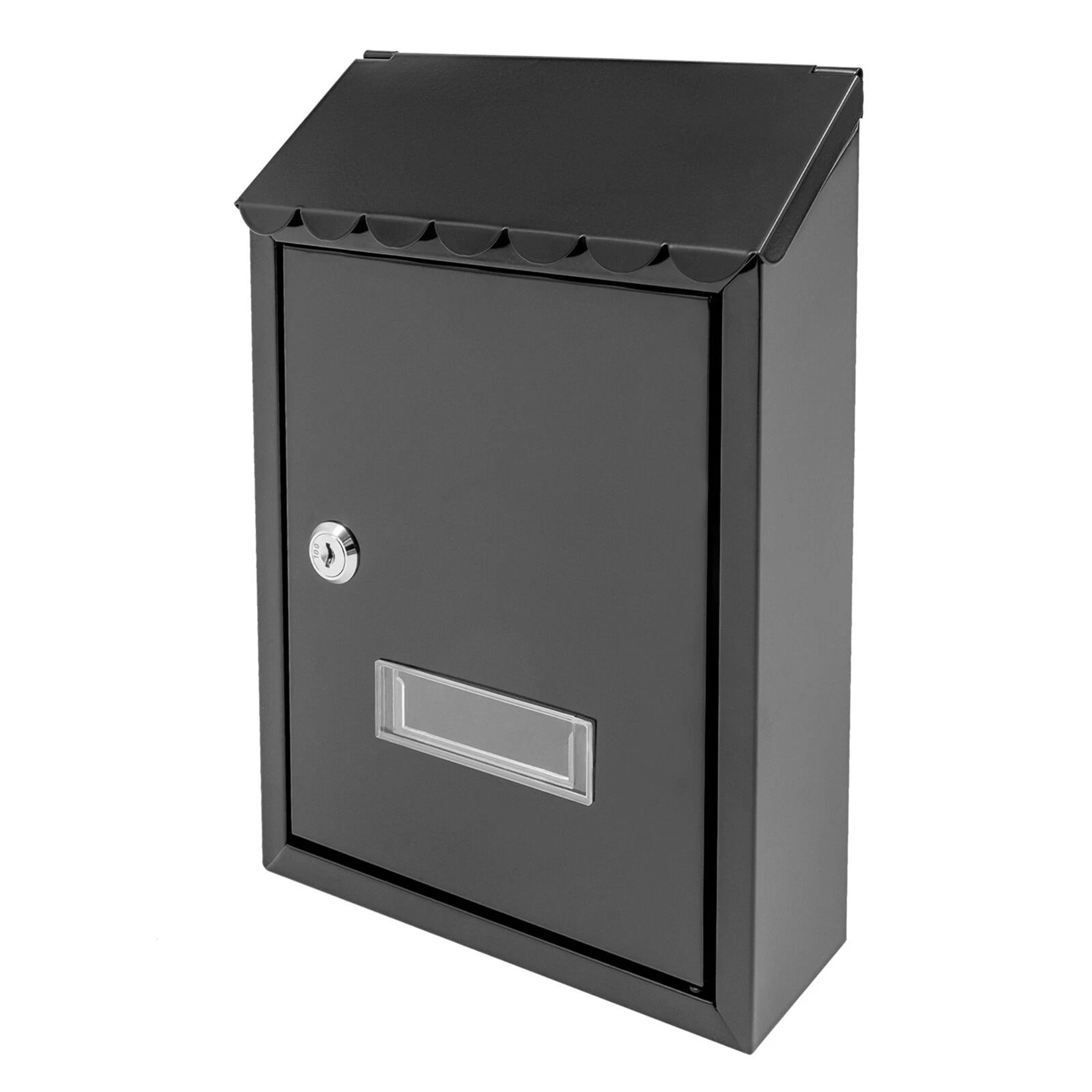 Modern Black Wall Mounted Locking Mailbox Waterproof Outdoor Drop Box 4