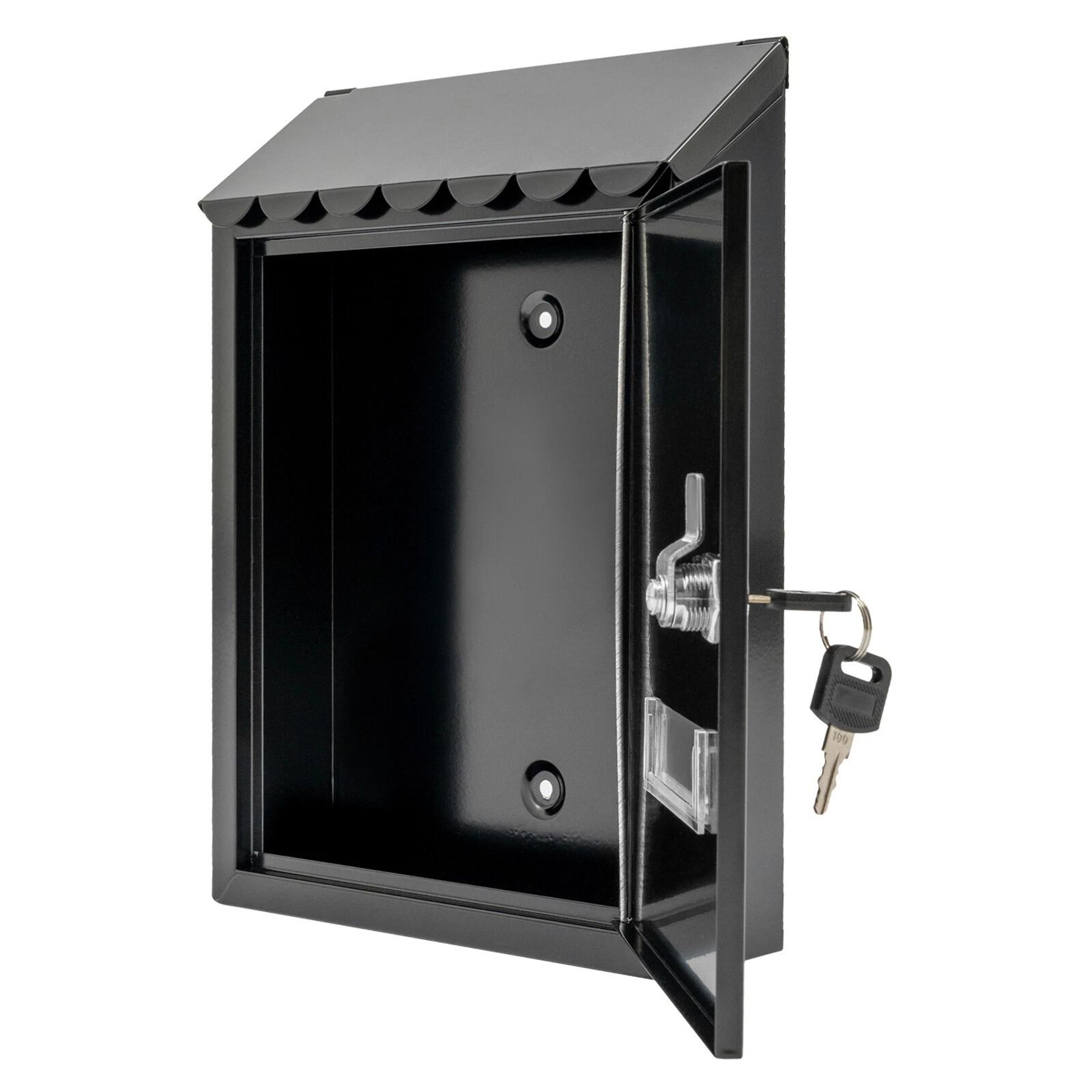 Modern Black Wall Mounted Locking Mailbox Waterproof Outdoor Drop Box 14