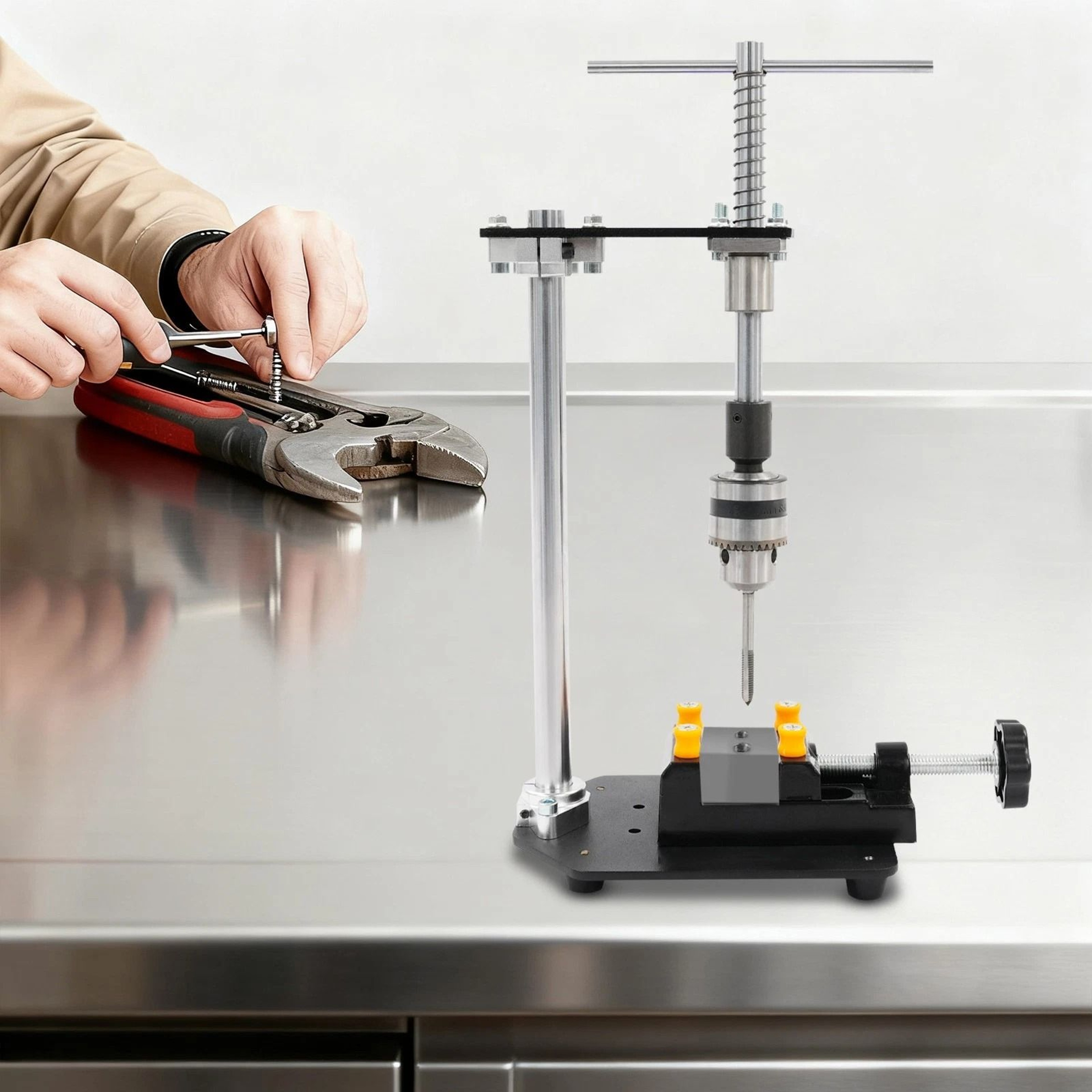 Precision Manual Tapping Tool Kit With Vertical Hand Tapper And Vise 4