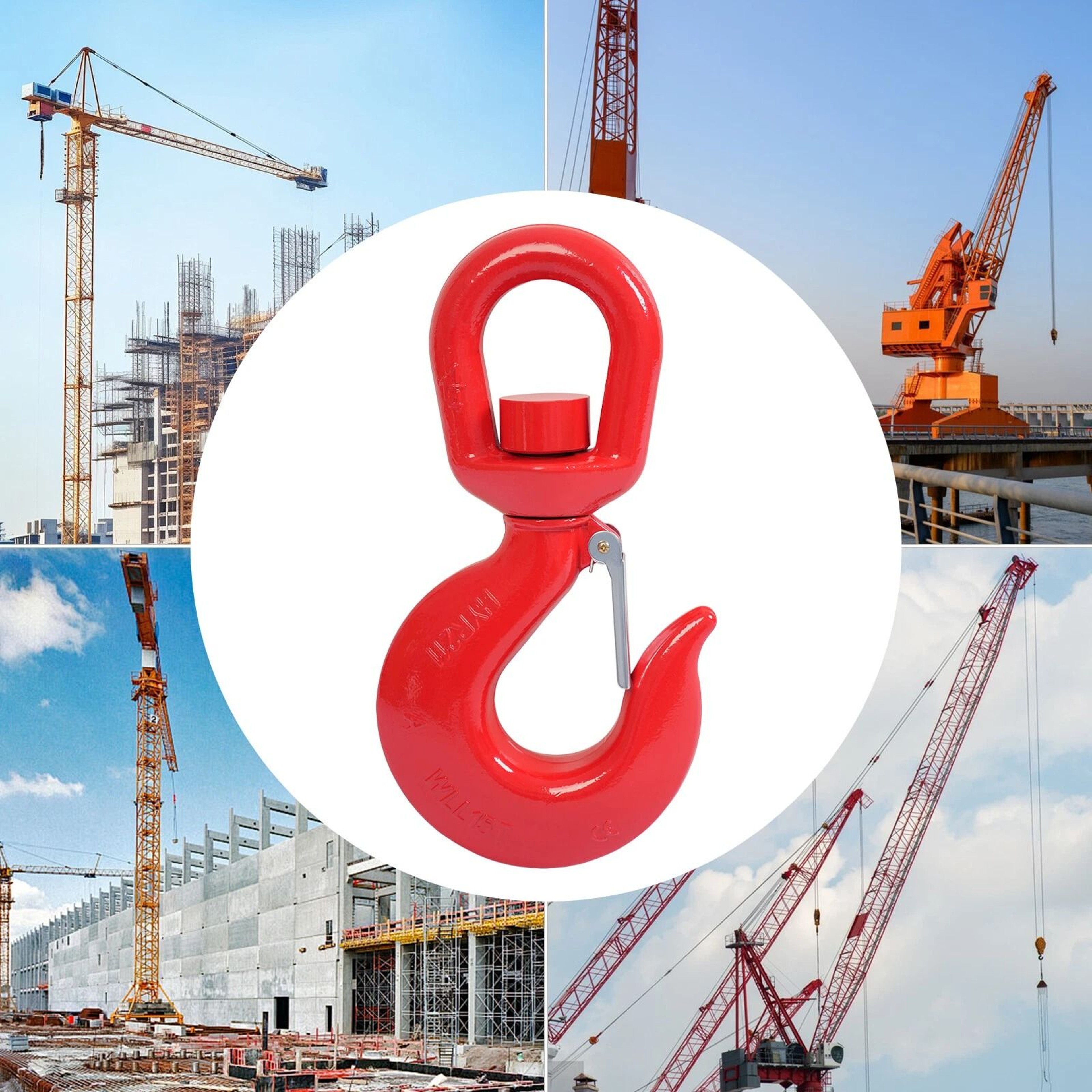 Heavy Duty Swivel Lifting Hook With Safety Latch Premium Locking Swivel Hook 2
