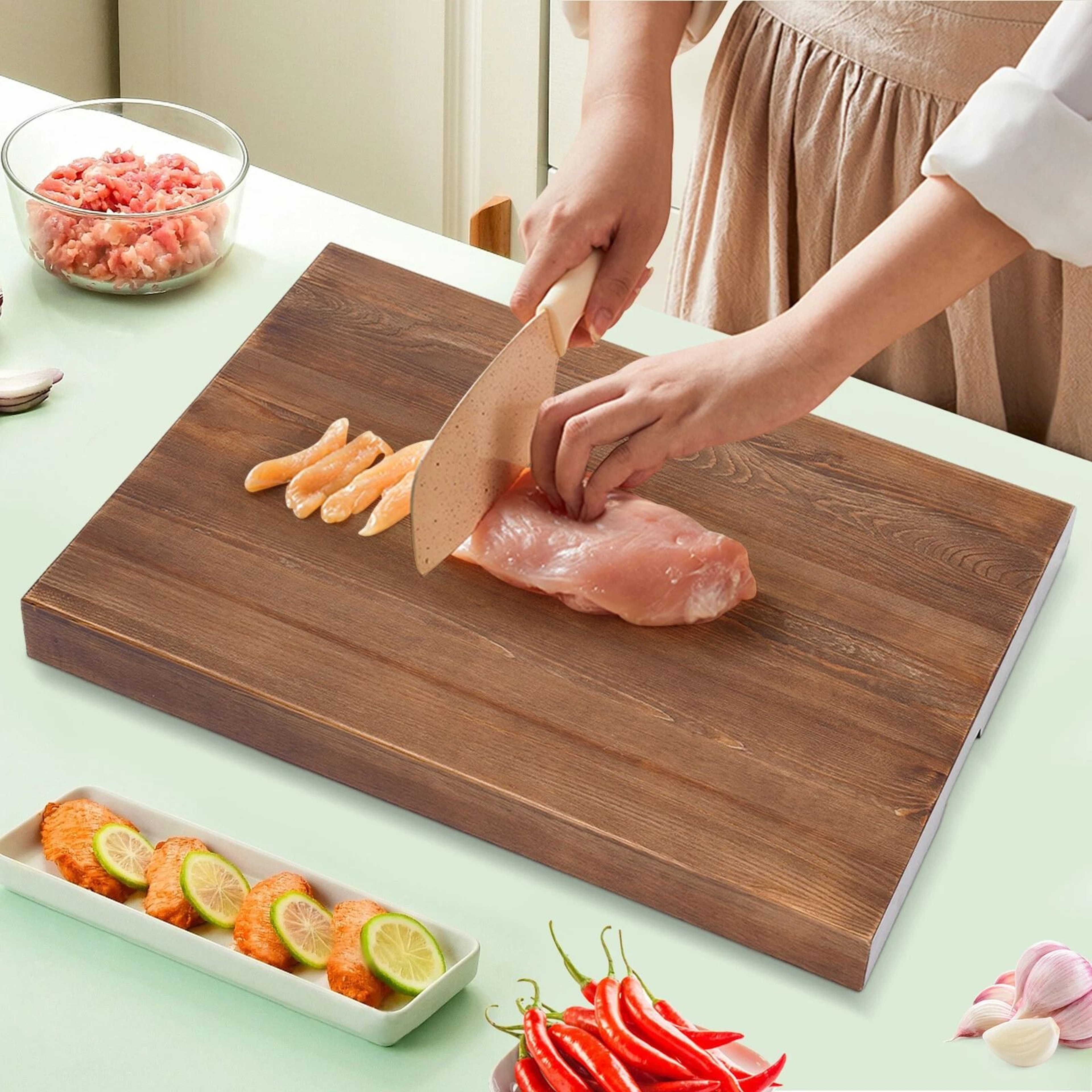 Wooden Noodle Board Stove Cover With Built In Handles For Extra Kitchen Counter Space 2