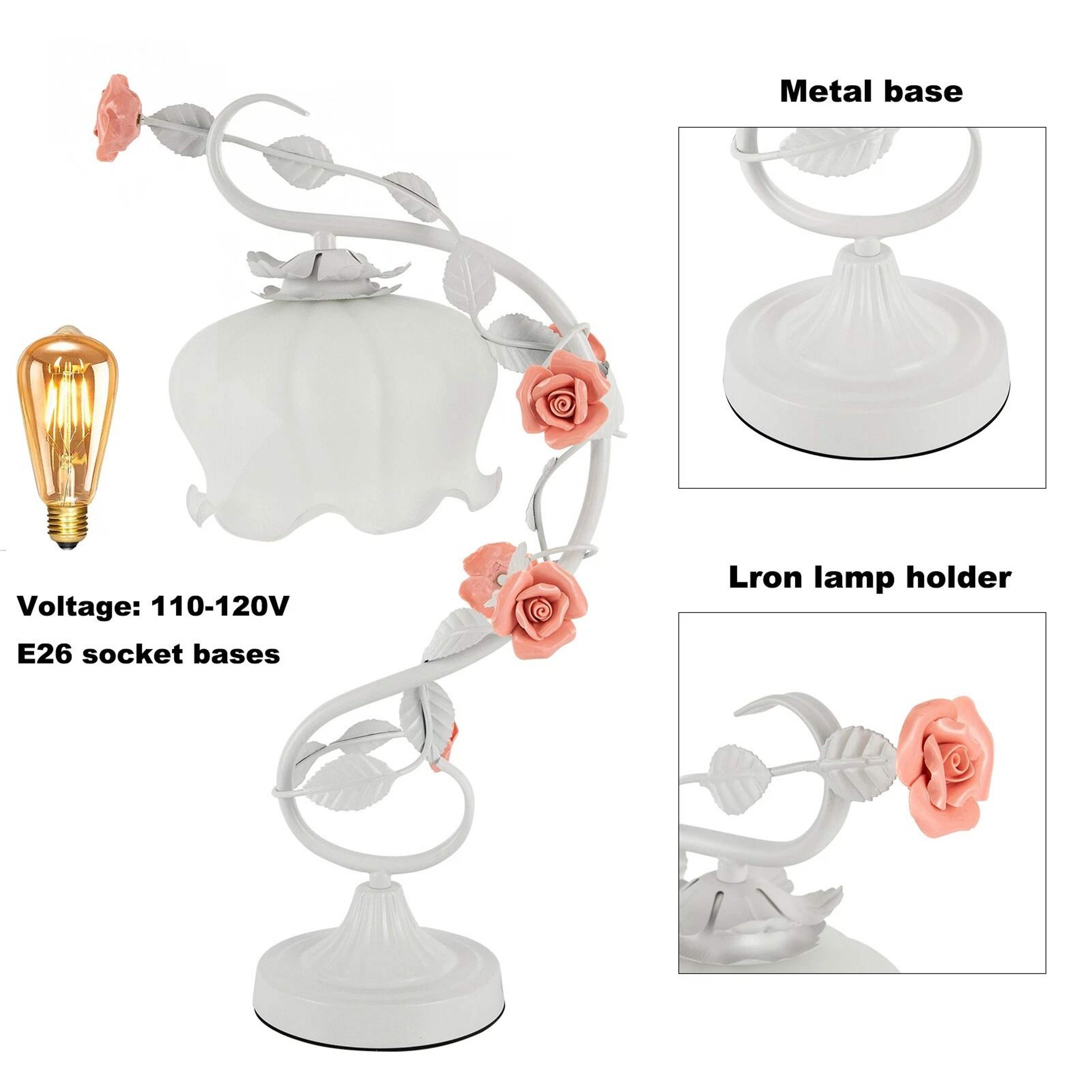 Elegant Green Glass Flower Table Lamp Glass Flower Table Lamp For Bedroom  Desk 4