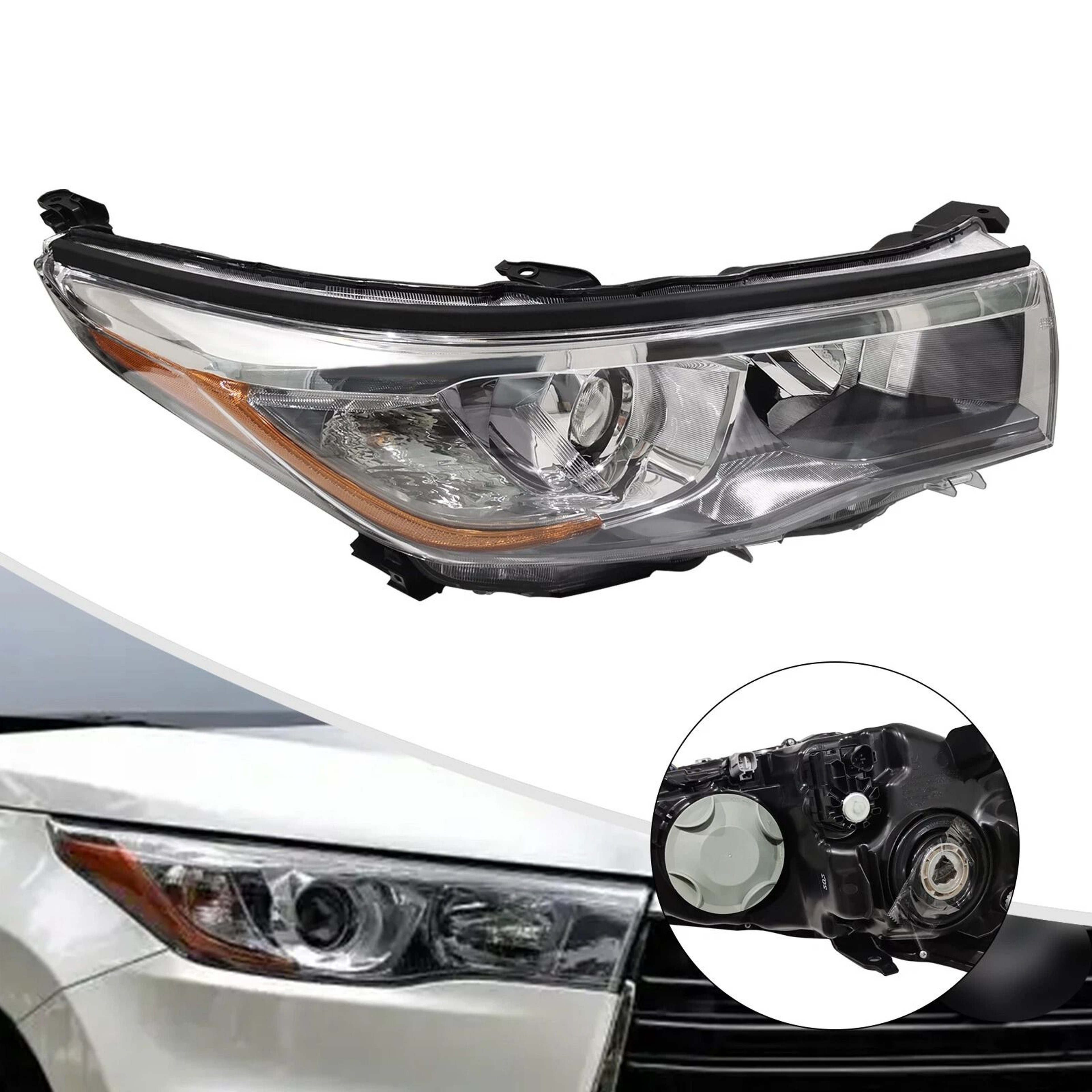 Toyota Highlander Halogen Headlight Passenger Side Direct Fit Lamp 3