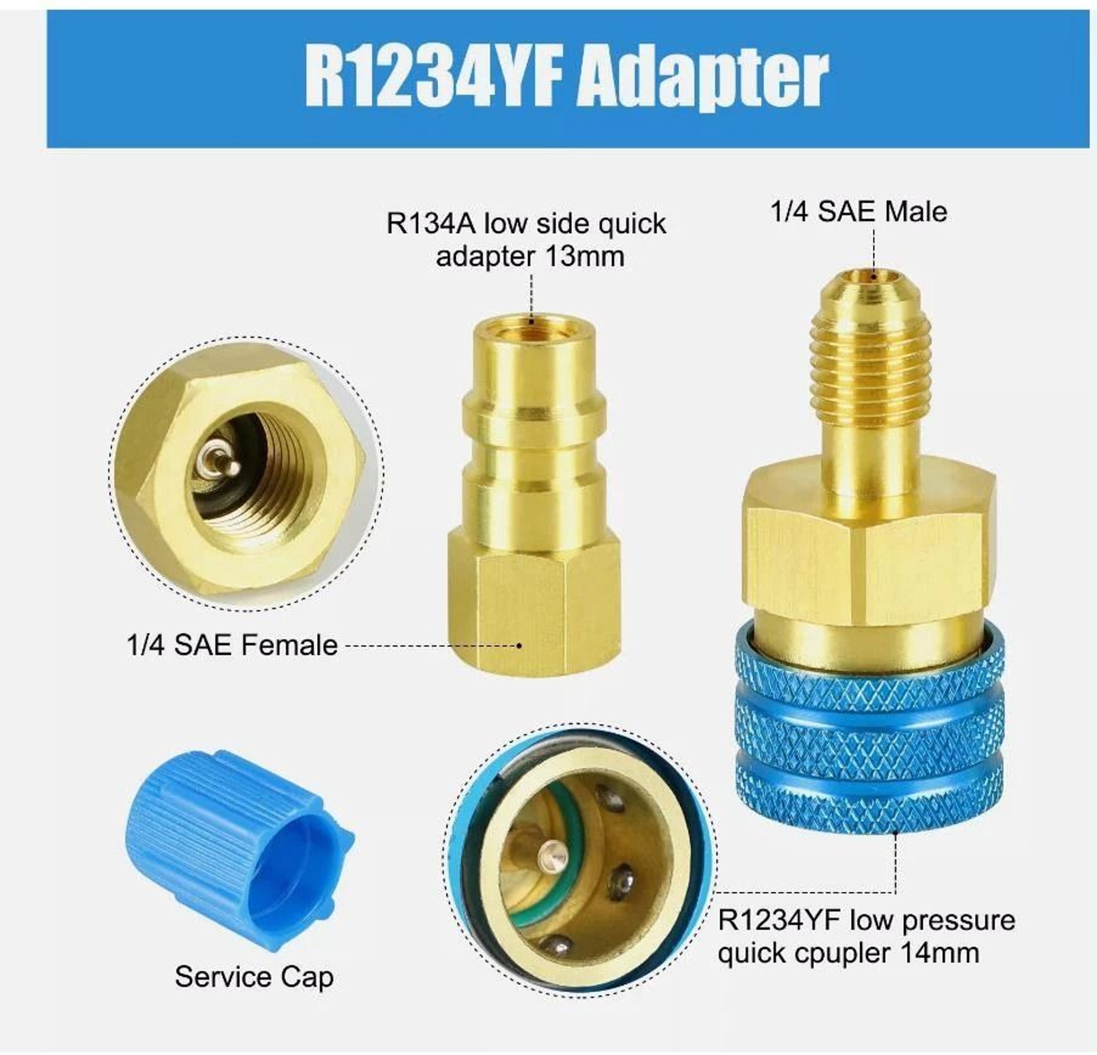 Premium Adapter Kit With High Low Side Car AC Quick Couplers 4