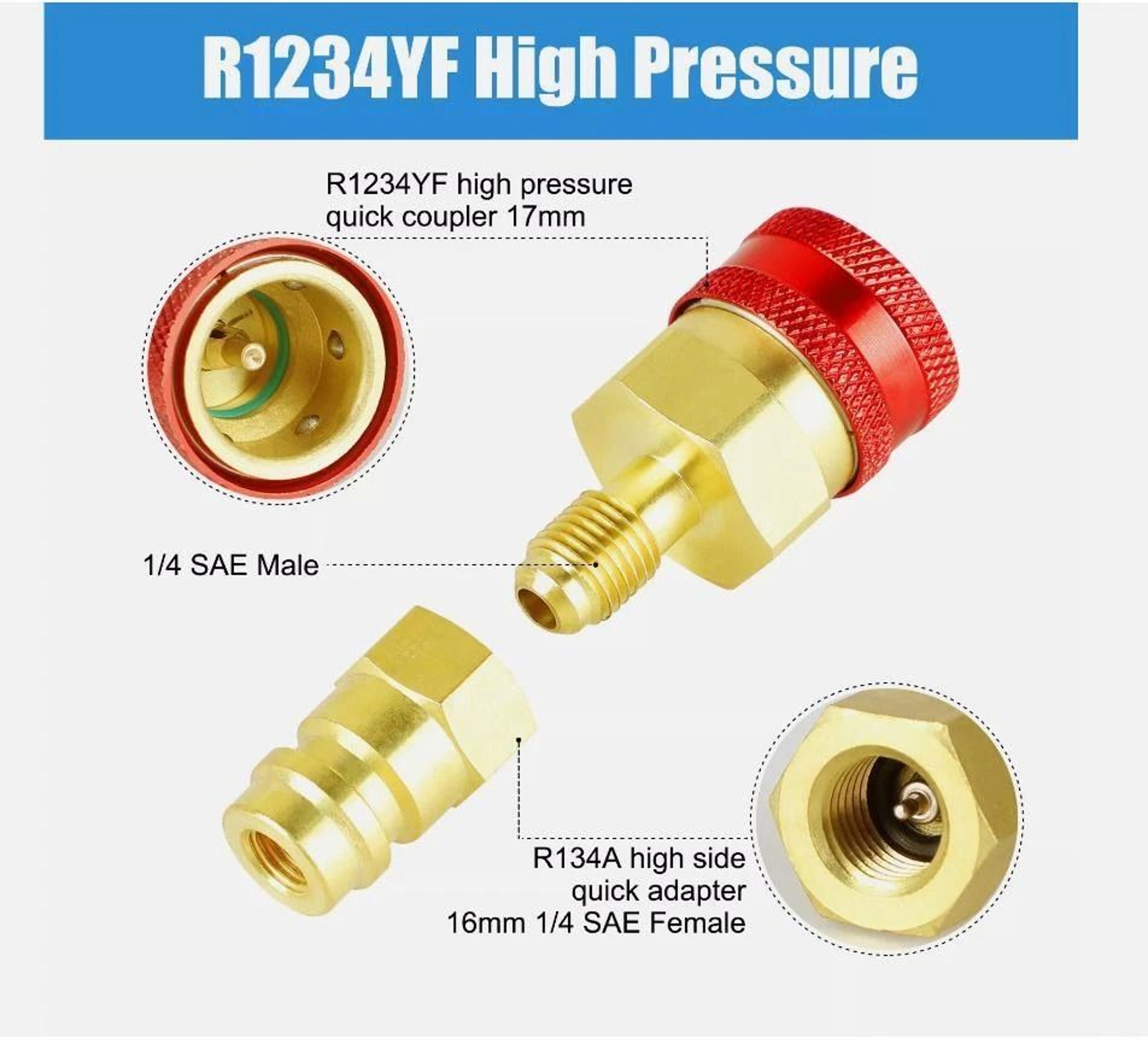 Premium Adapter Kit With High Low Side Car AC Quick Couplers 5