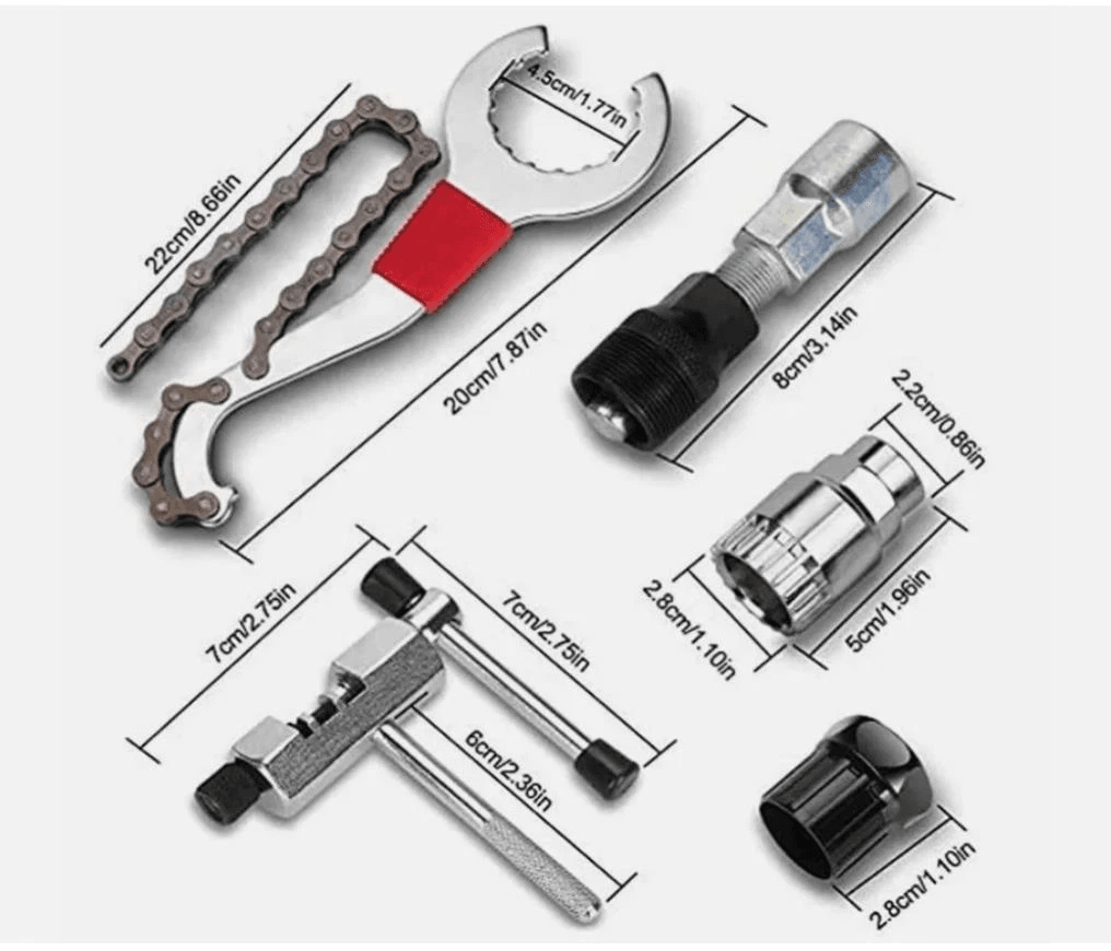 Bike Repair Tool Kit With Chain Cutter Crank Puller And Freewheel Remover 8