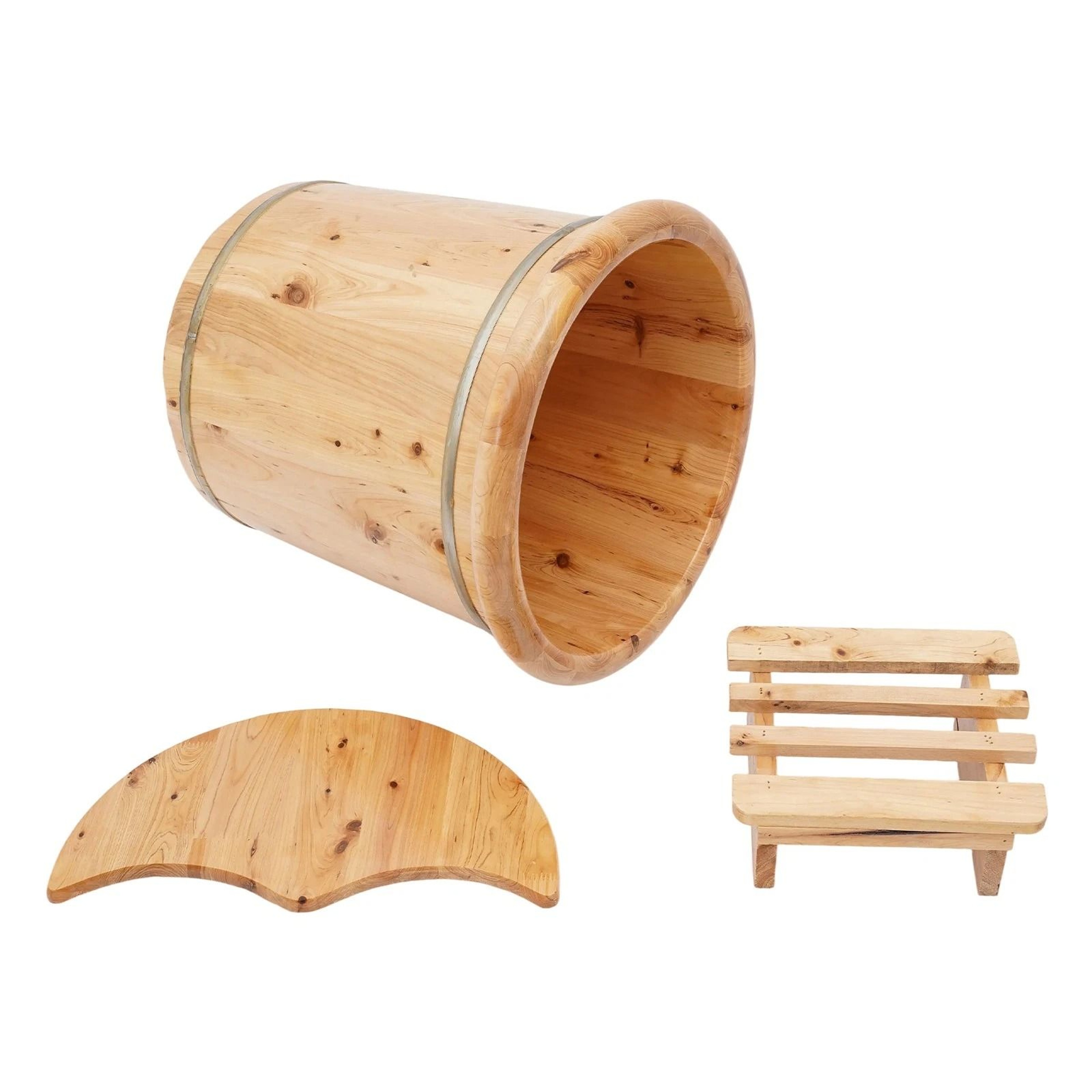 Premium Wooden Foot Bath Tub With Stool  Cover Deep Relaxing Foot Bath Bucket 7
